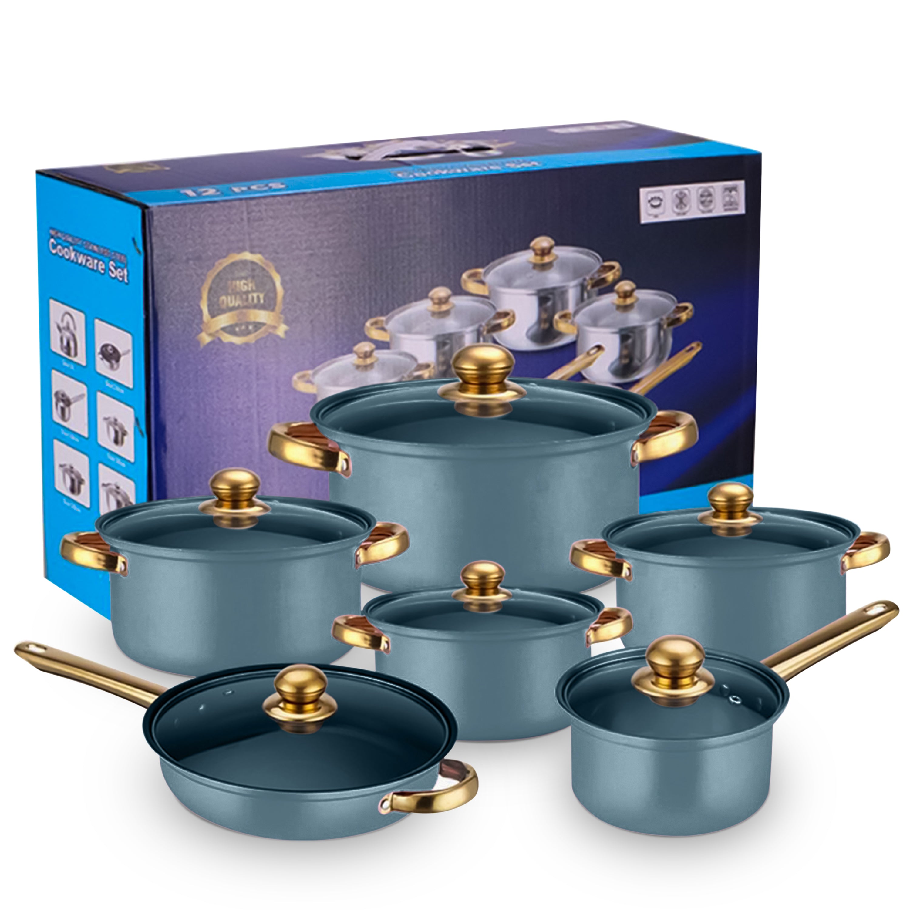 12pcs Stainless-Steel Cookware Set