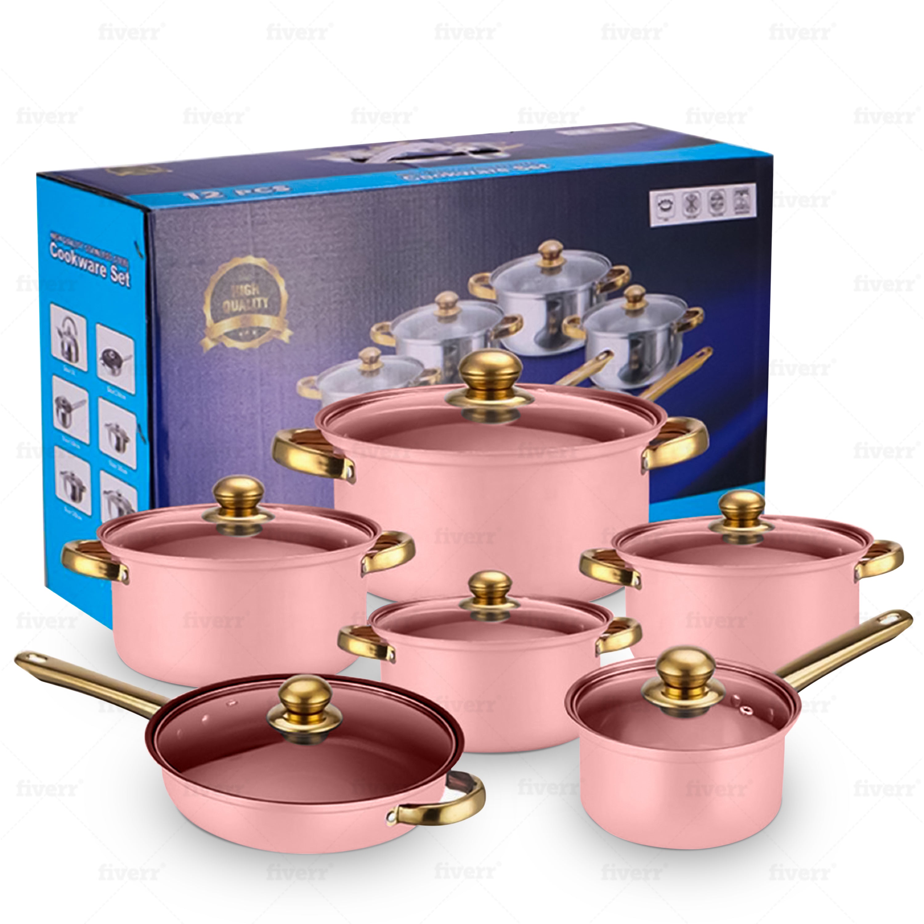 12pcs Stainless-Steel Cookware Set