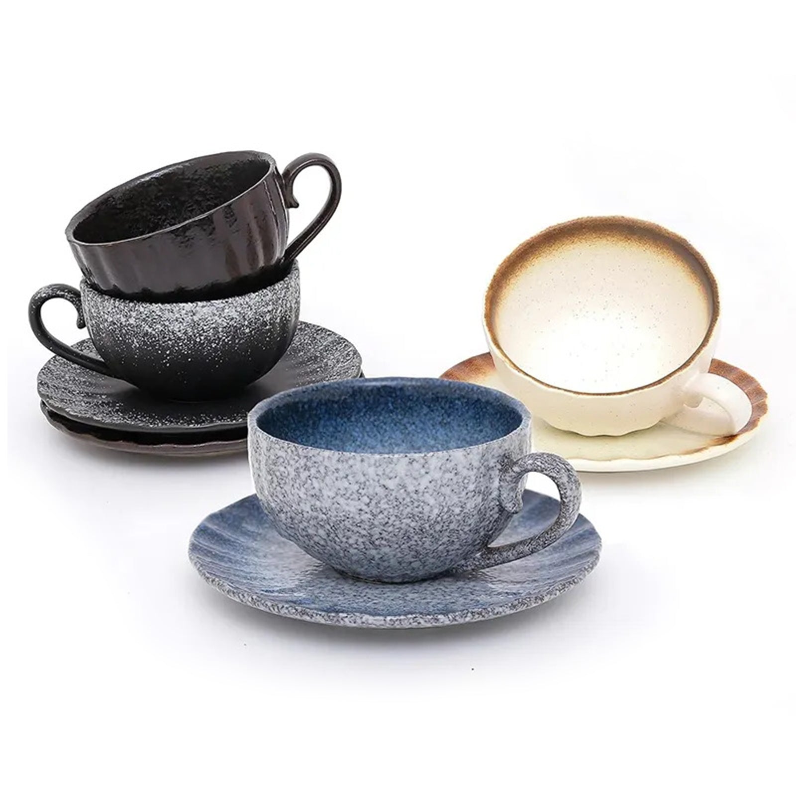 Ceramic Coffee Cups & Roaster_Set of 4