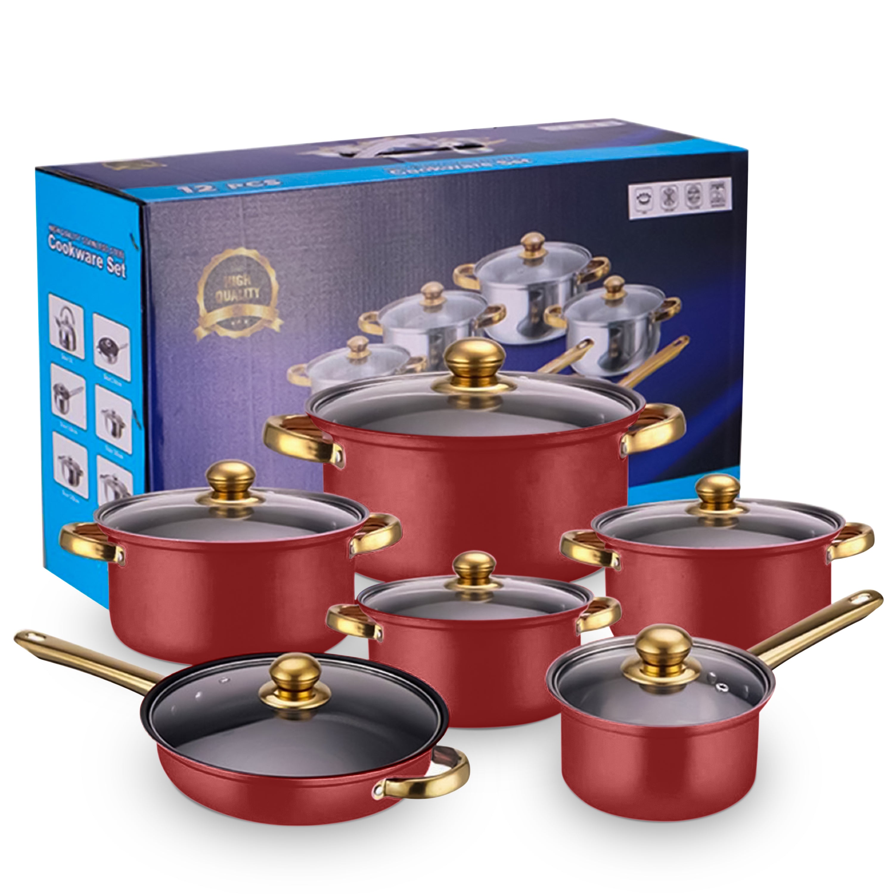 12pcs Stainless-Steel Cookware Set