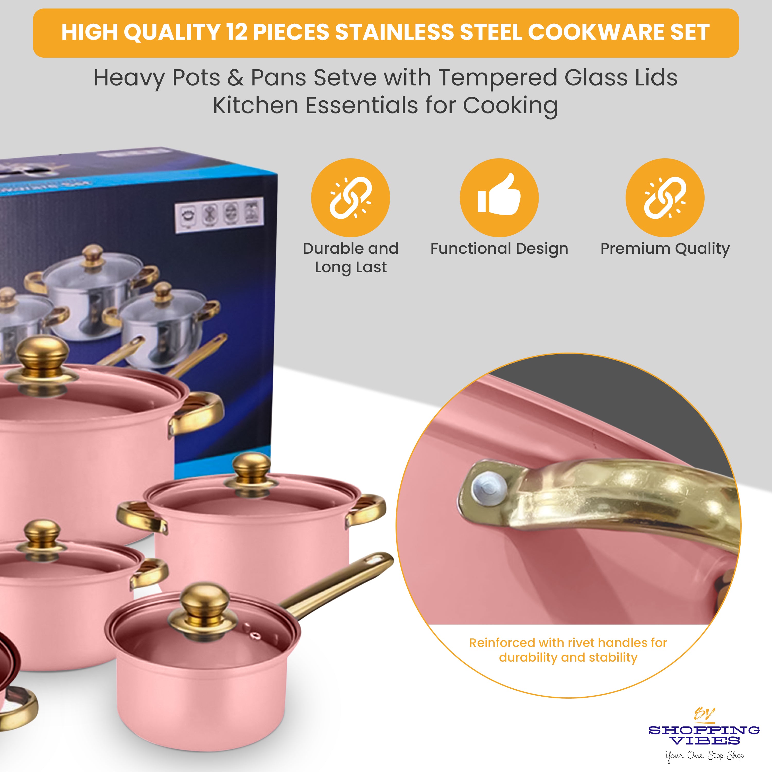 12pcs Stainless-Steel Cookware Set