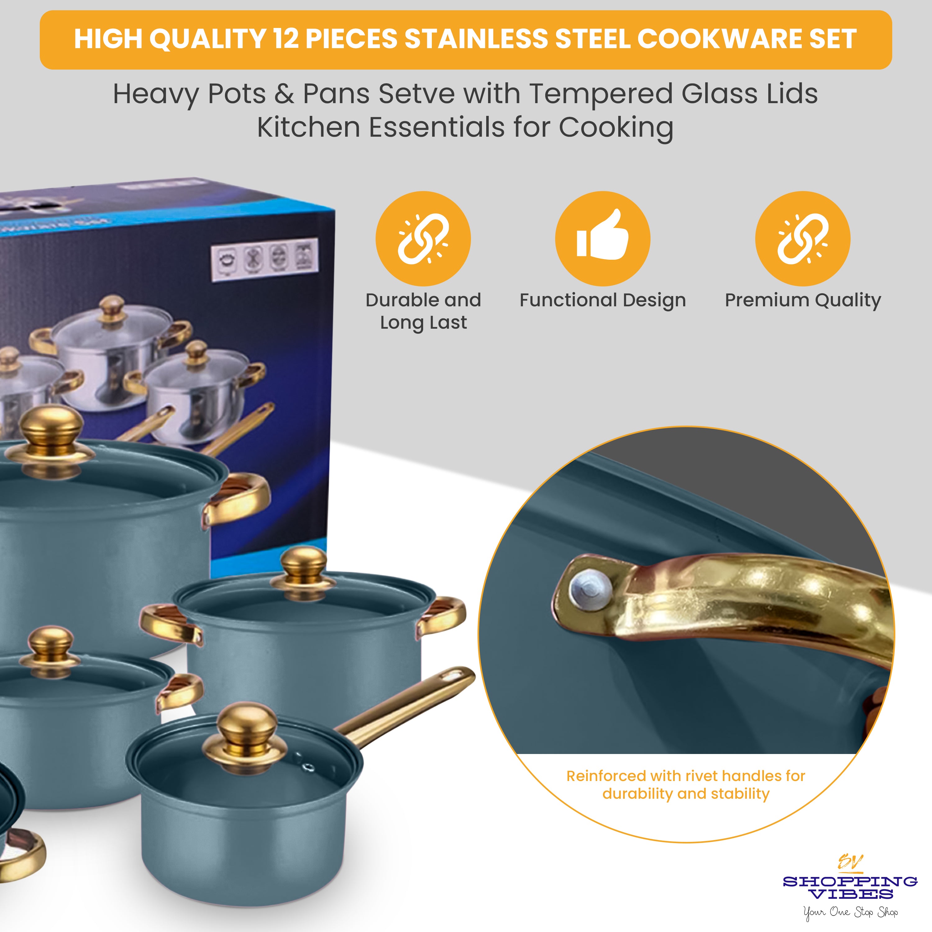 12pcs Stainless-Steel Cookware Set