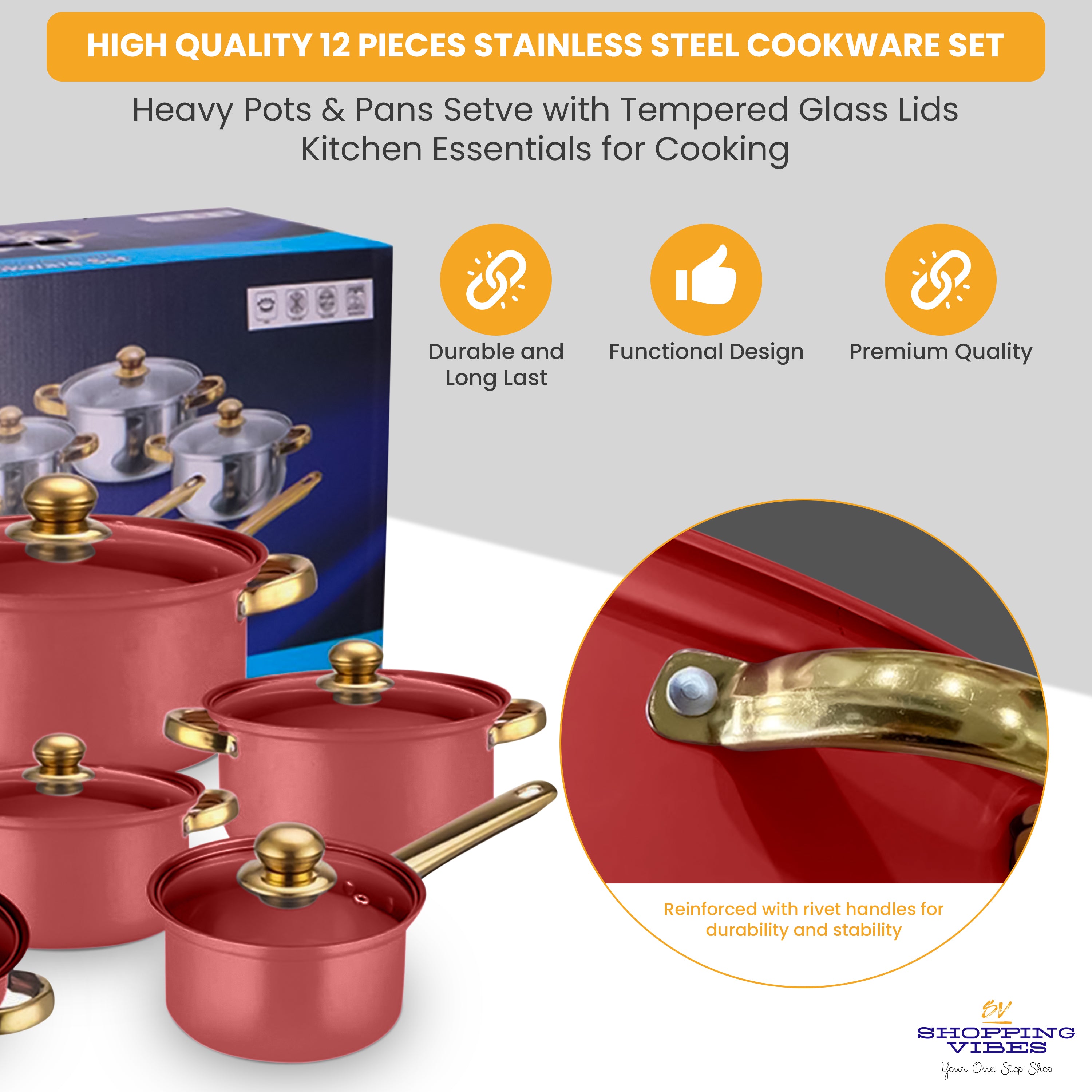 12pcs Stainless-Steel Cookware Set