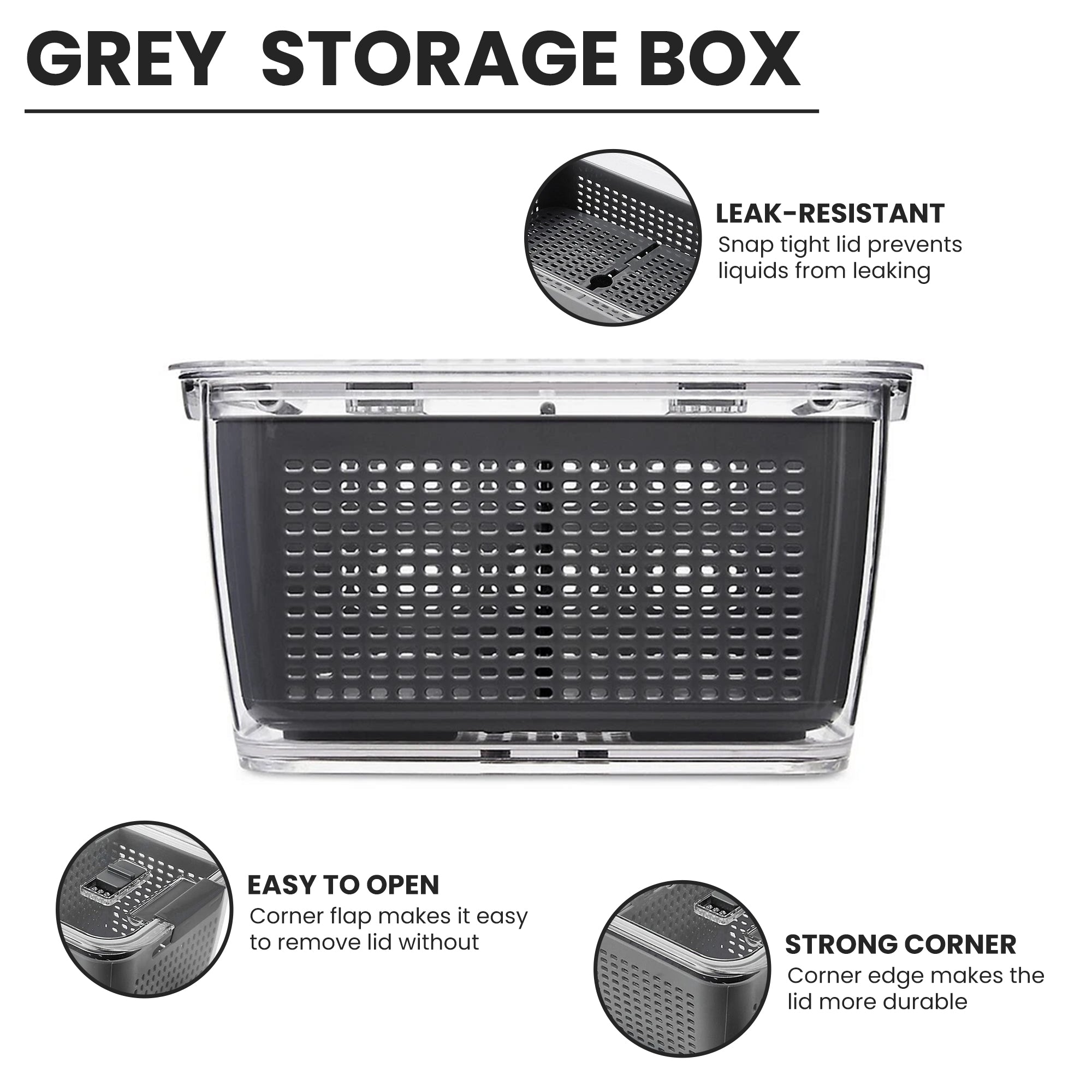 Airtight Fridge Storage Grey Box
