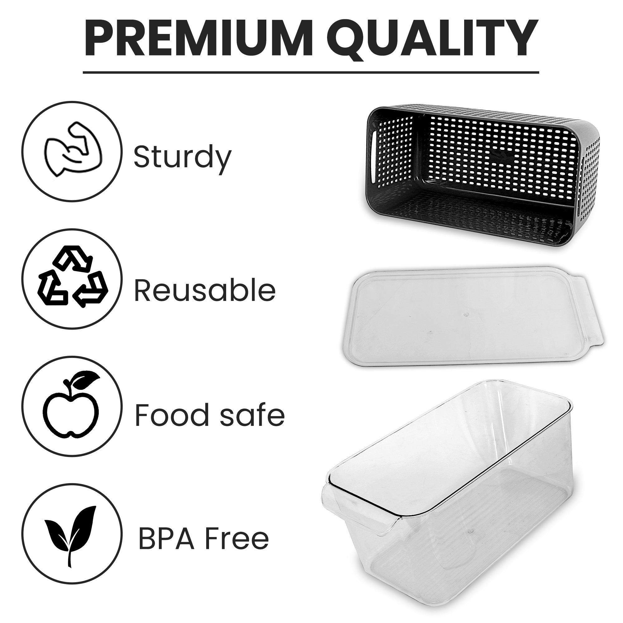 Grey Storage Box with Strainer & Lid