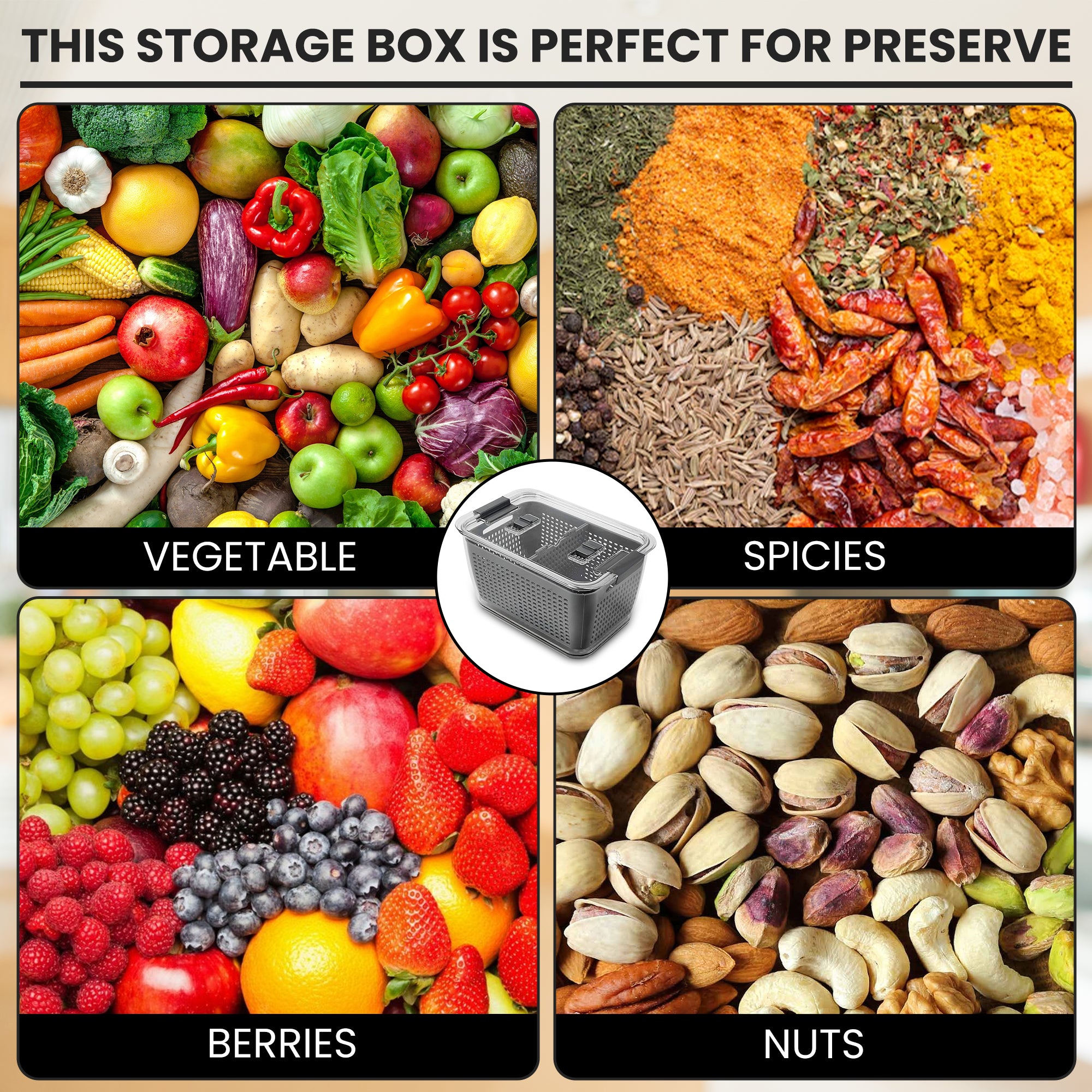 Airtight Fridge Storage Grey Box