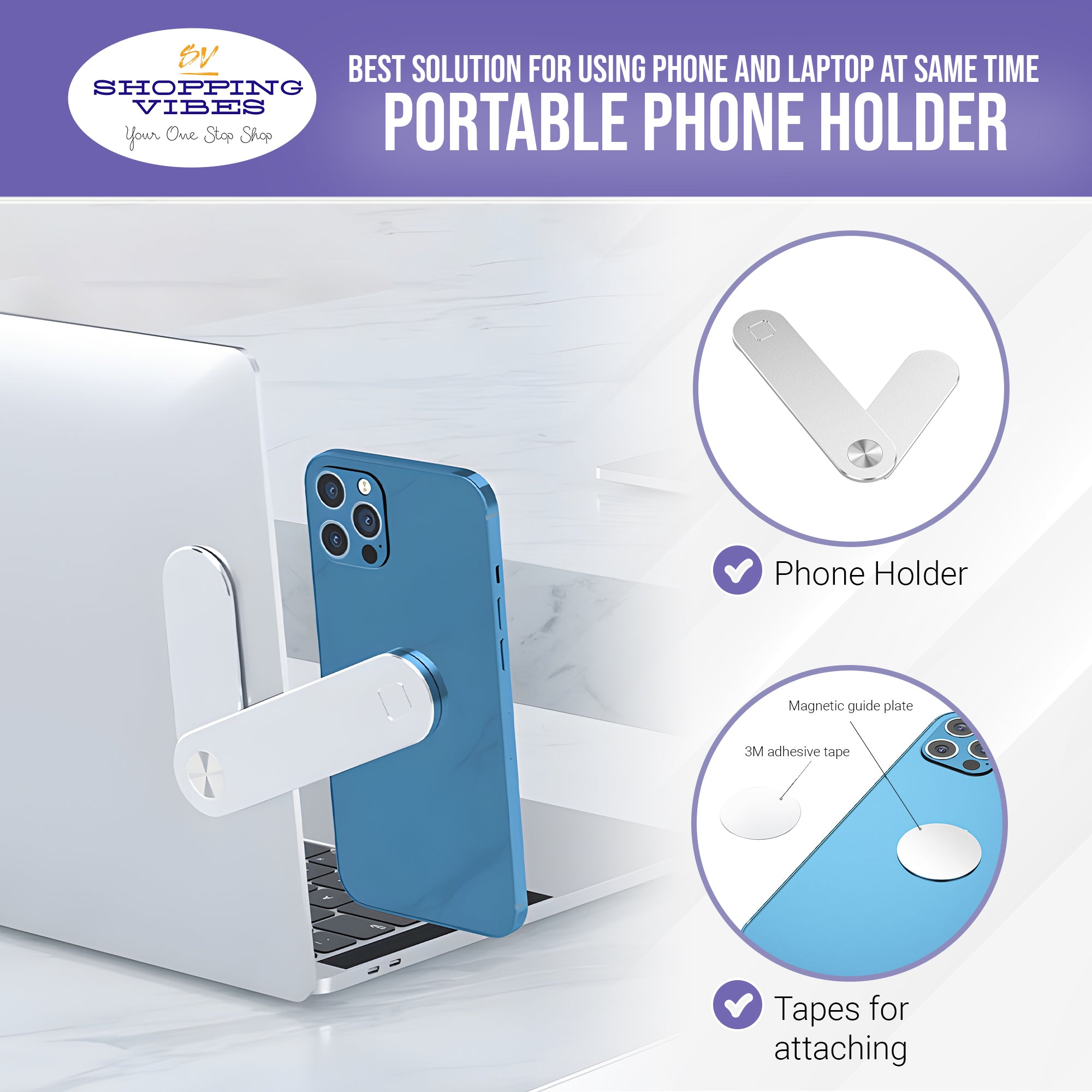 Magnetic Laptop Phone Holder