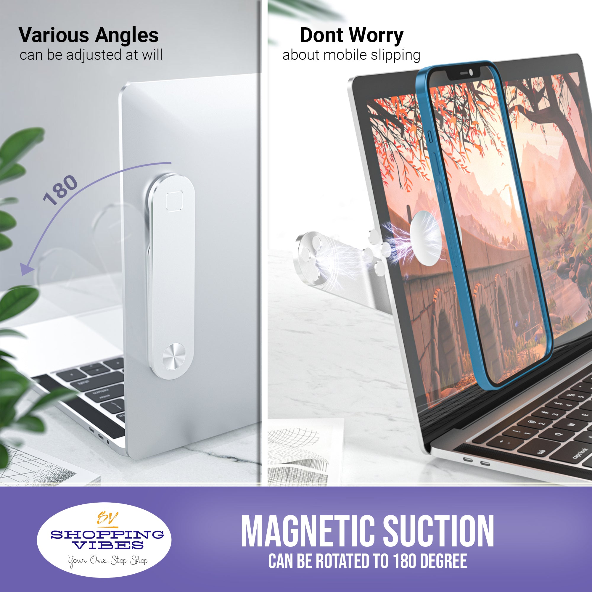 Magnetic Laptop Phone Holder