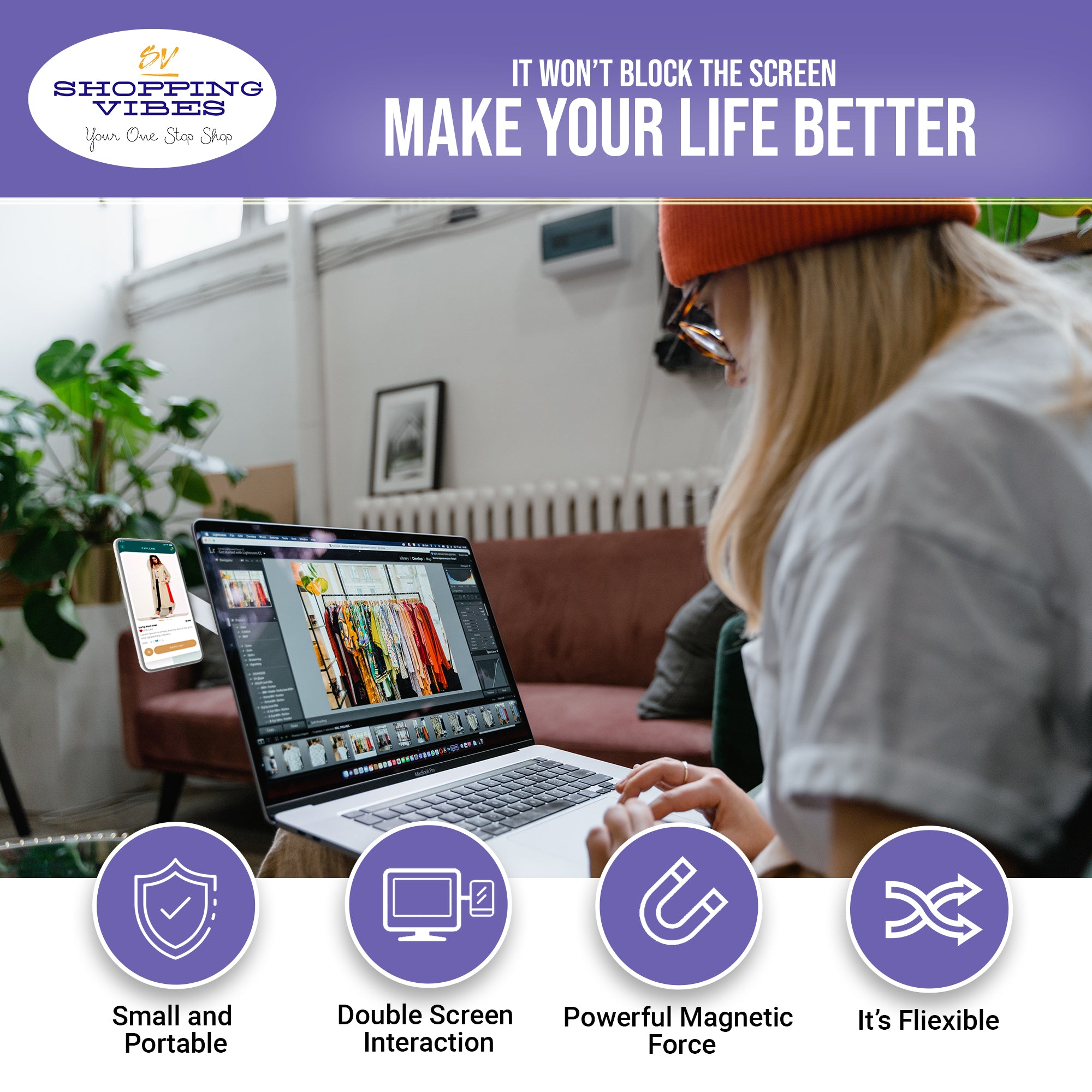 Magnetic Laptop Phone Holder