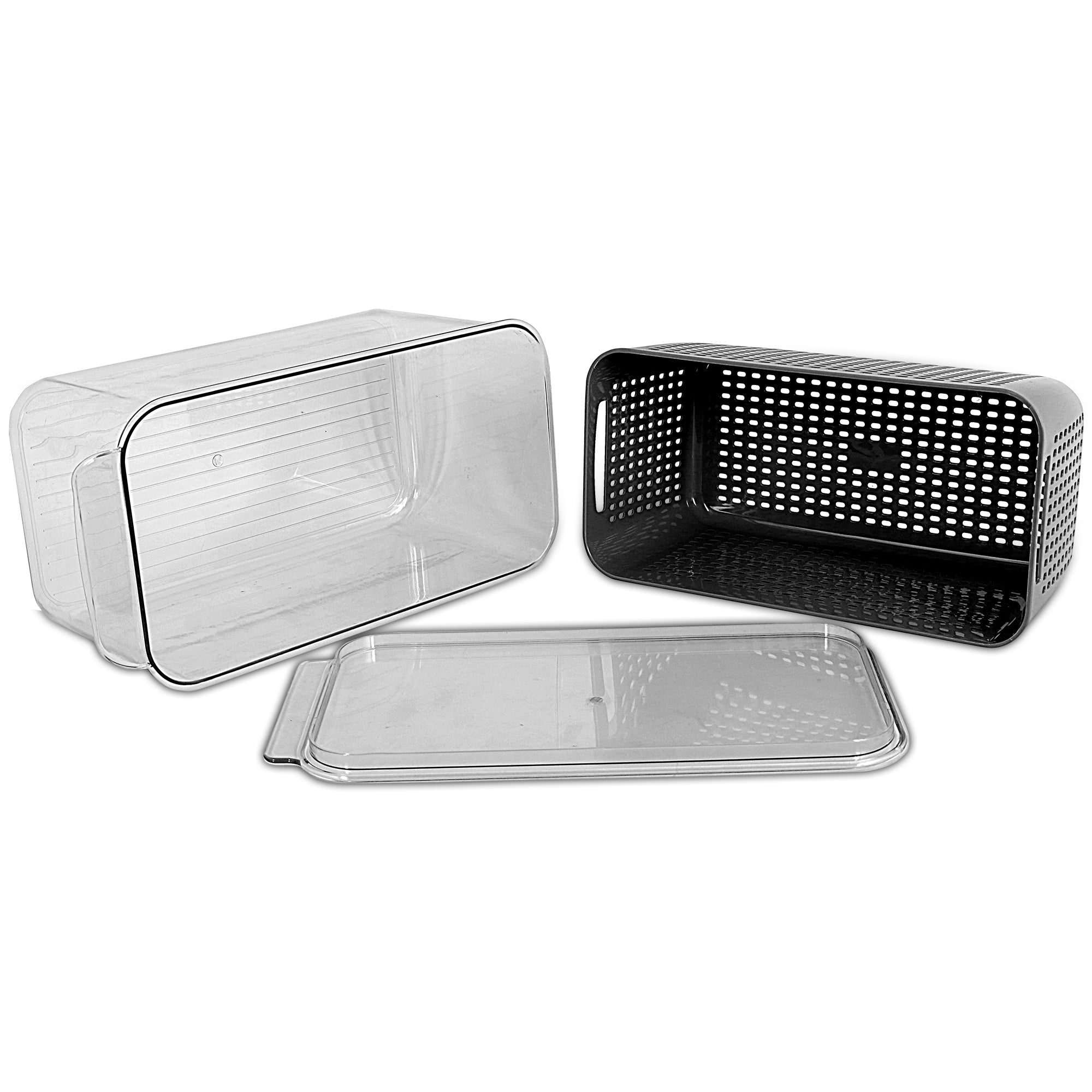 Grey Storage Box with Strainer & Lid