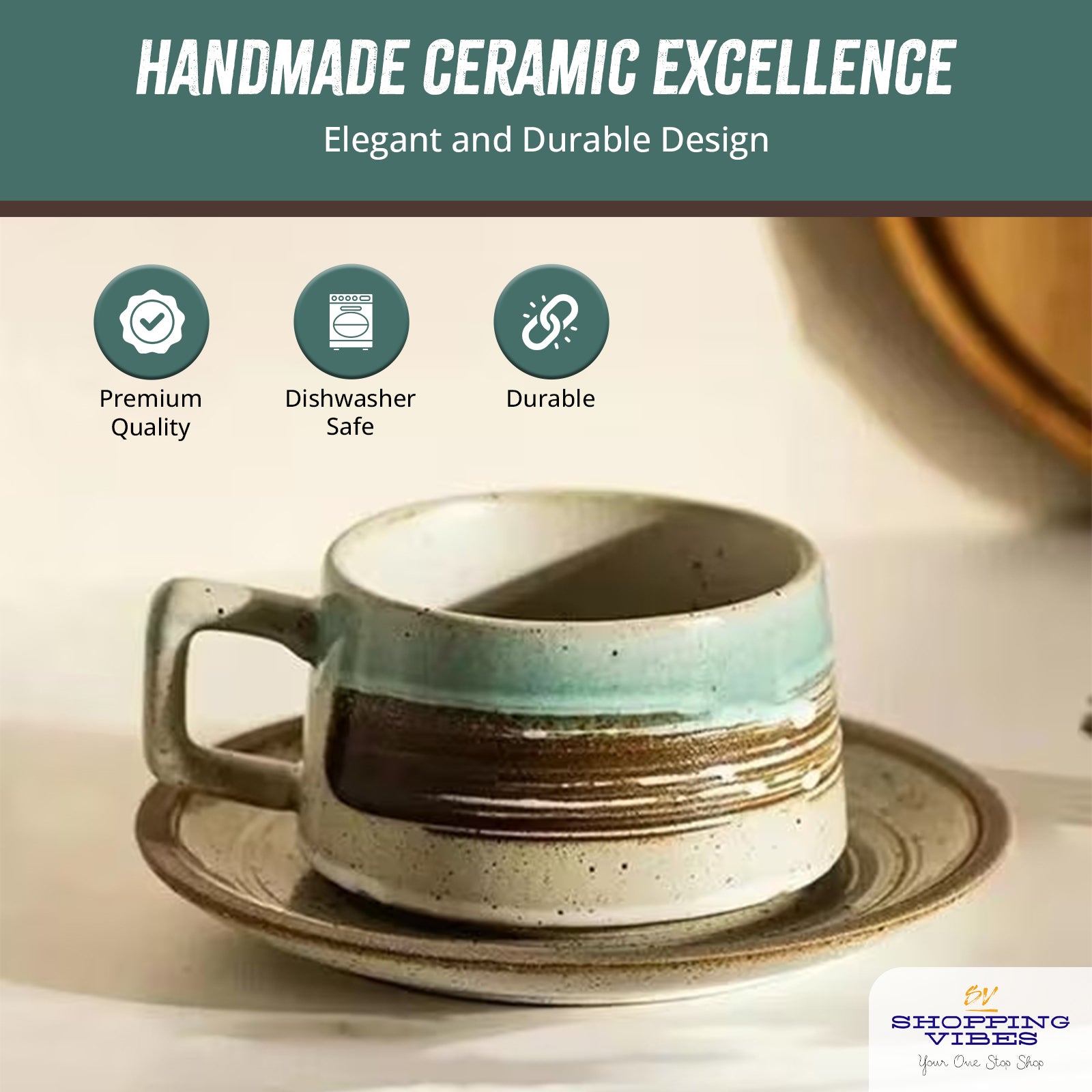 Ceramic Coffee Cup & Saucer Set