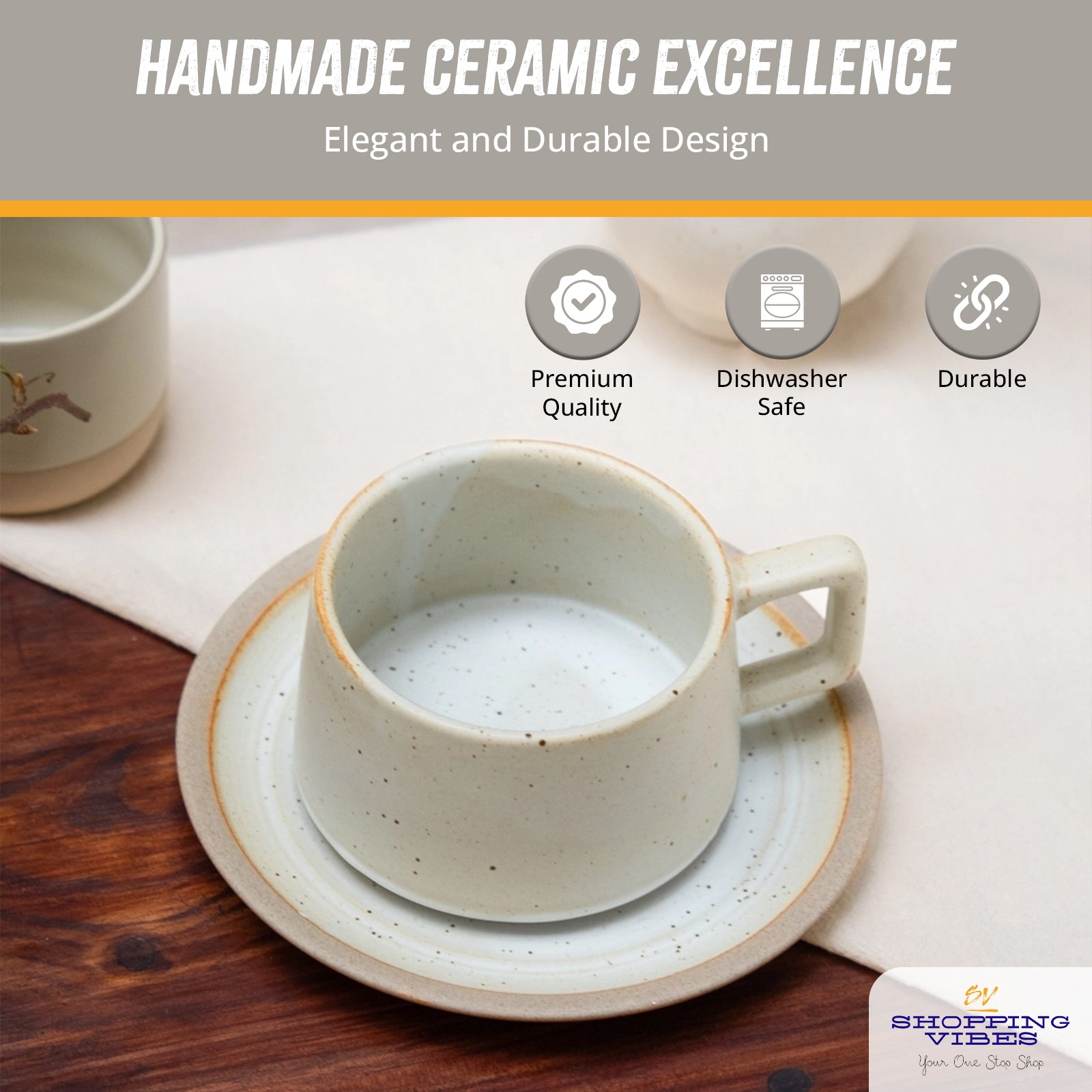 Ceramic Coffee Cup & Saucer Set
