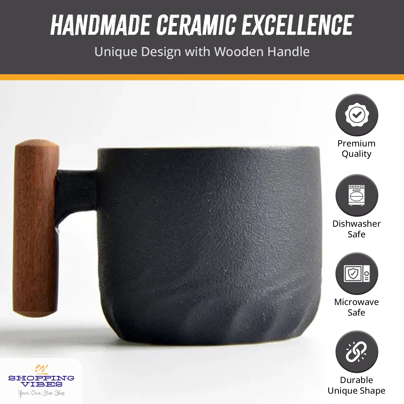 Ceramic Espresso Cup Wooden Handle