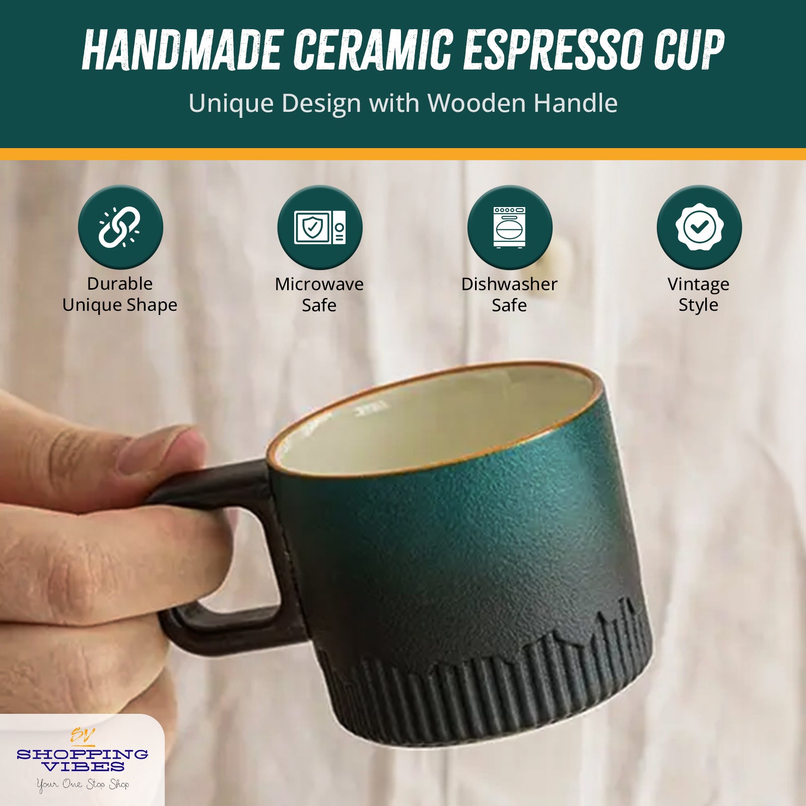 Ceramic Mug Wooden Handle