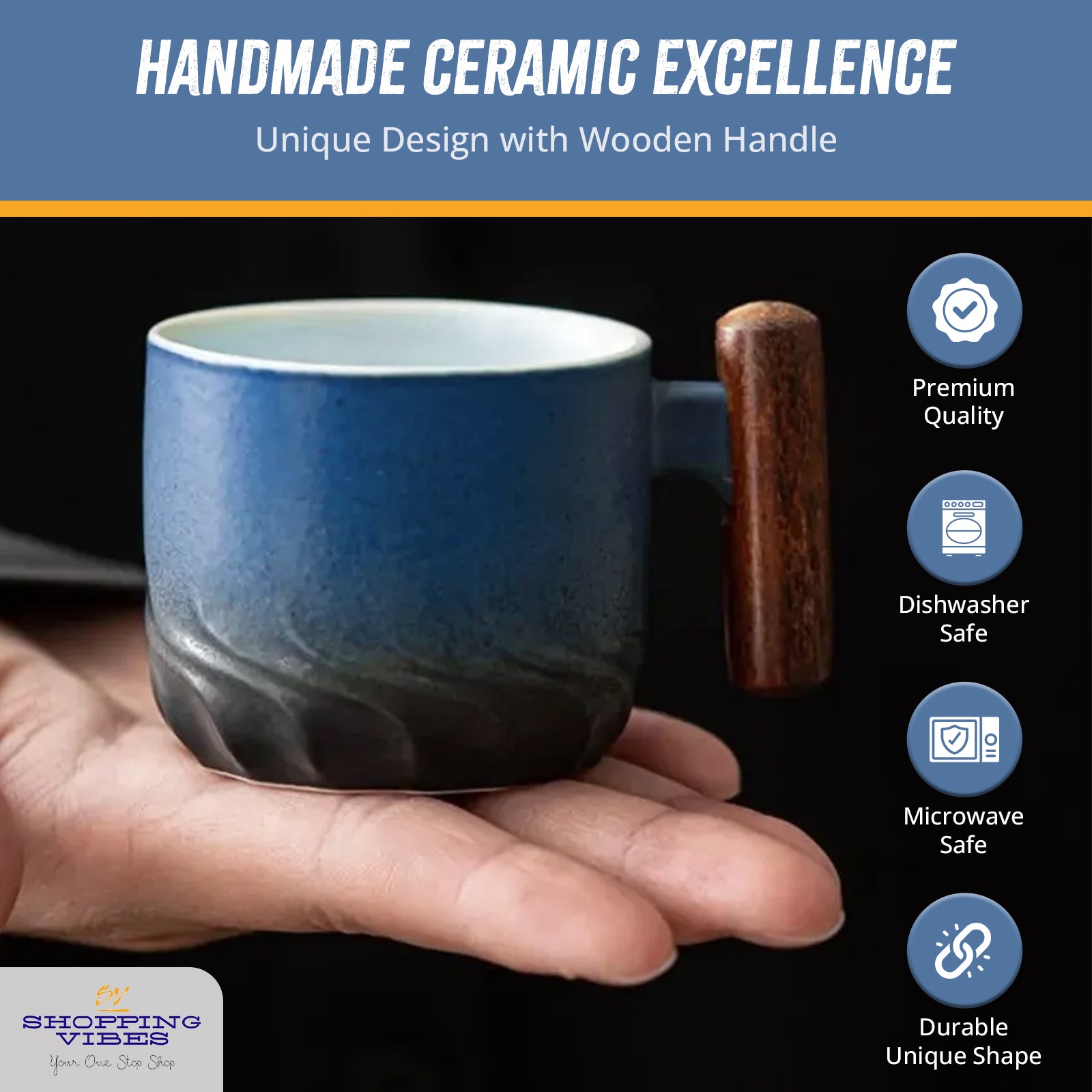 Ceramic Espresso Cup Wooden Handle