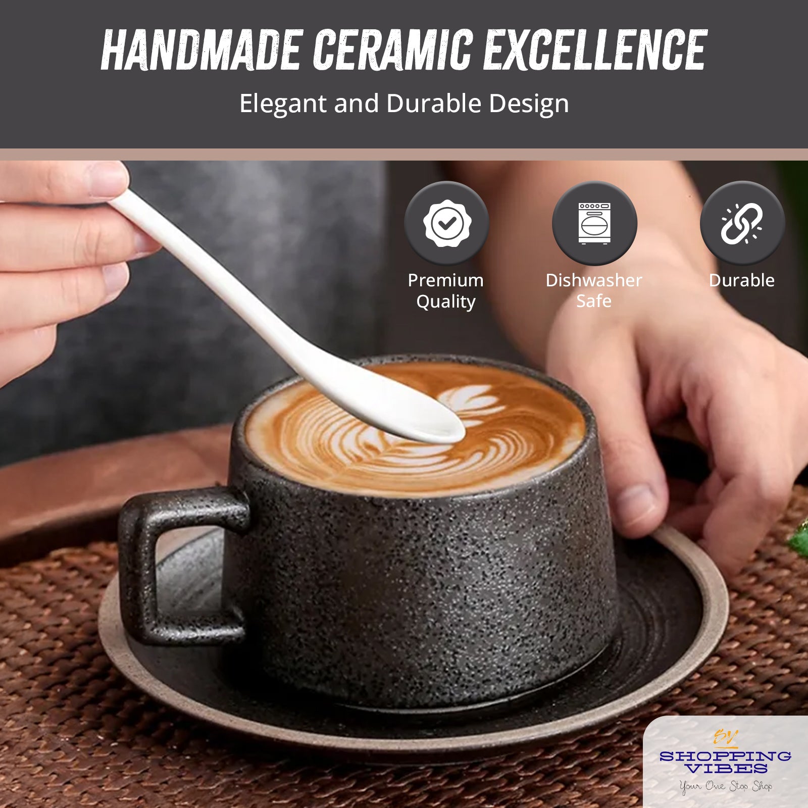 Ceramic Coffee Cup & Saucer Set