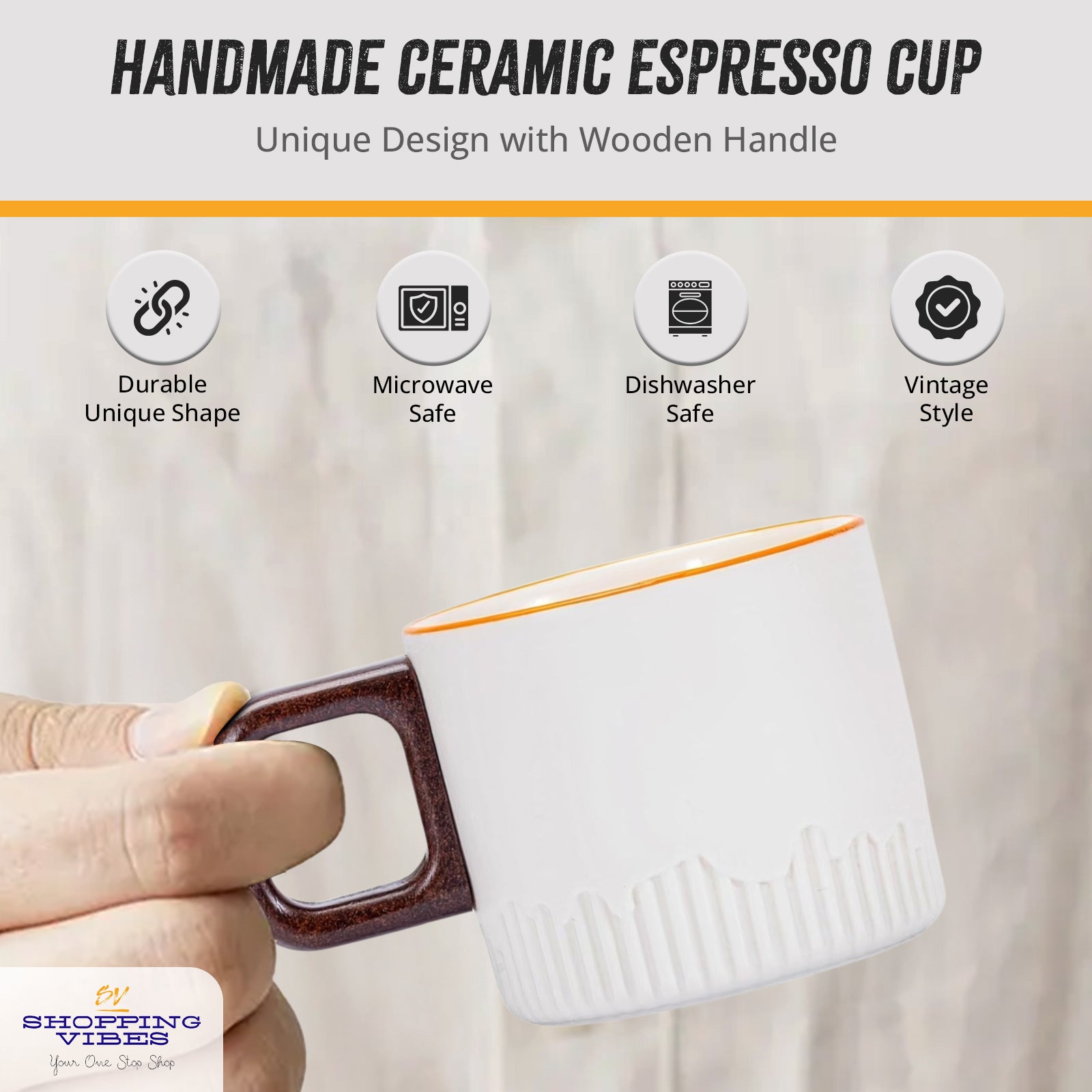 Ceramic Mug Wooden Handle