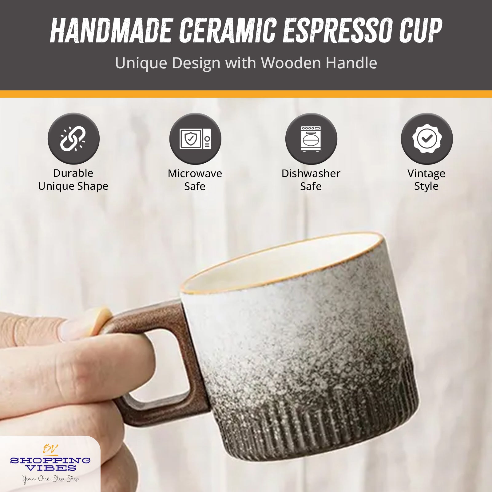 Ceramic Mug Wooden Handle