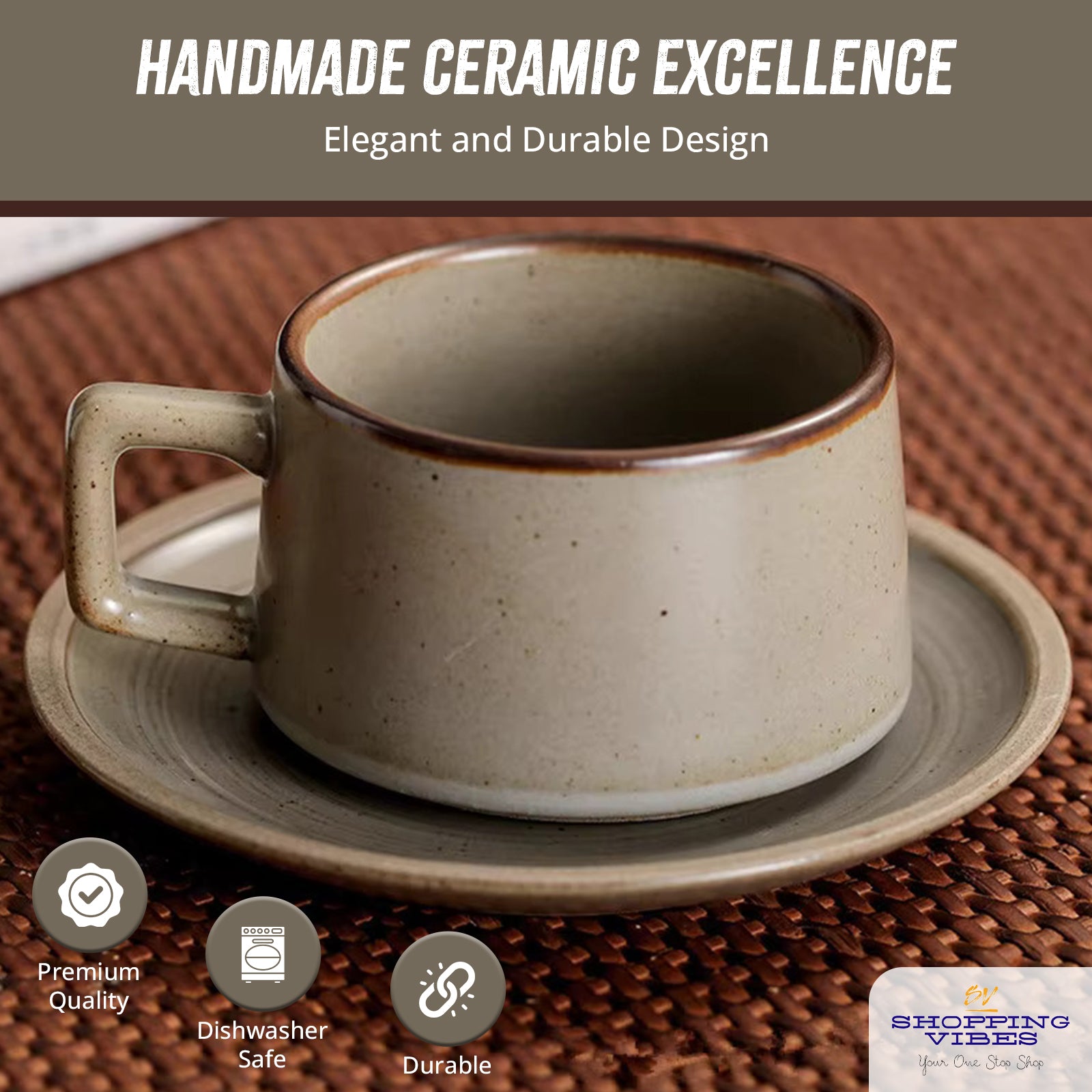 Ceramic Coffee Cup & Saucer Set