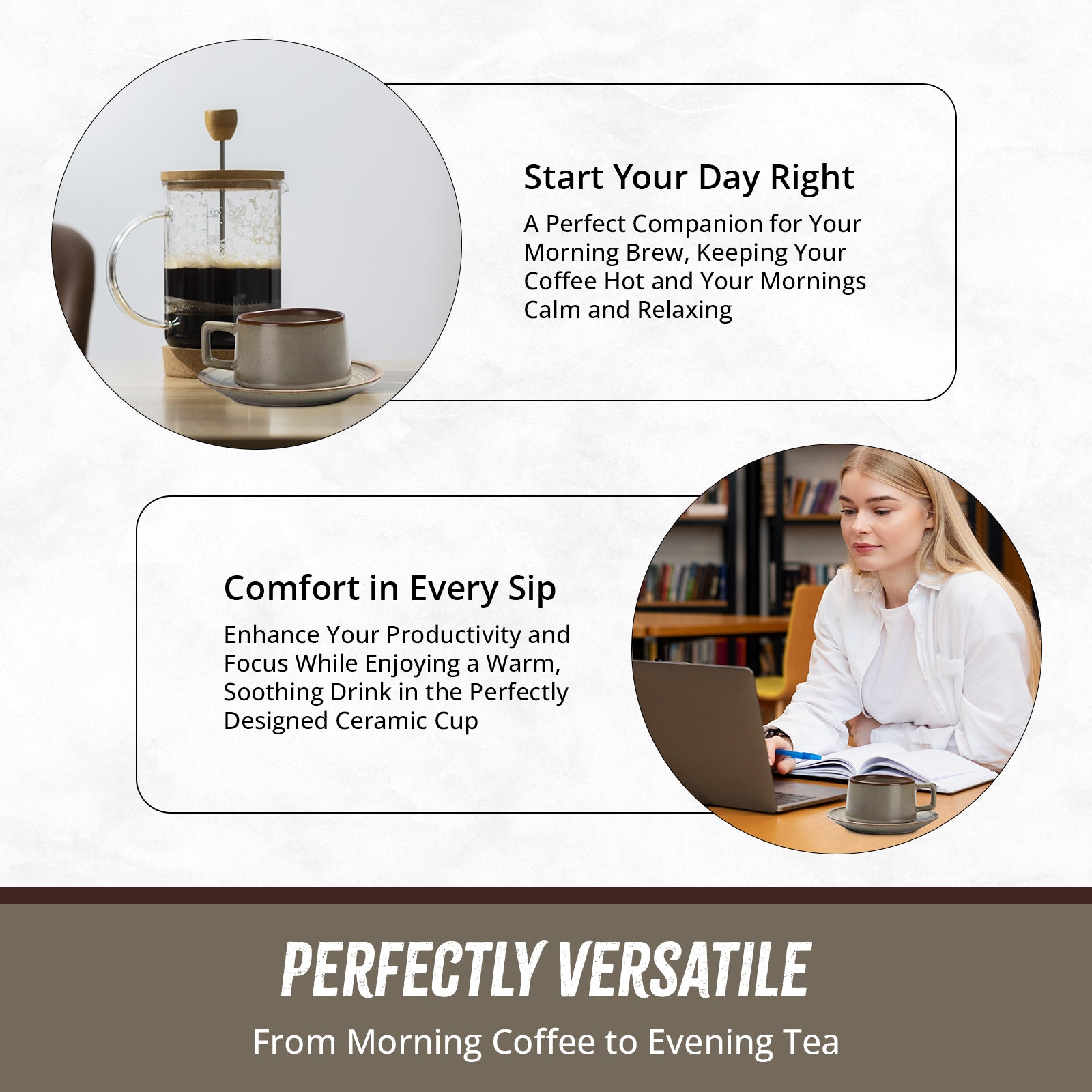 Ceramic Coffee Cup & Saucer Set