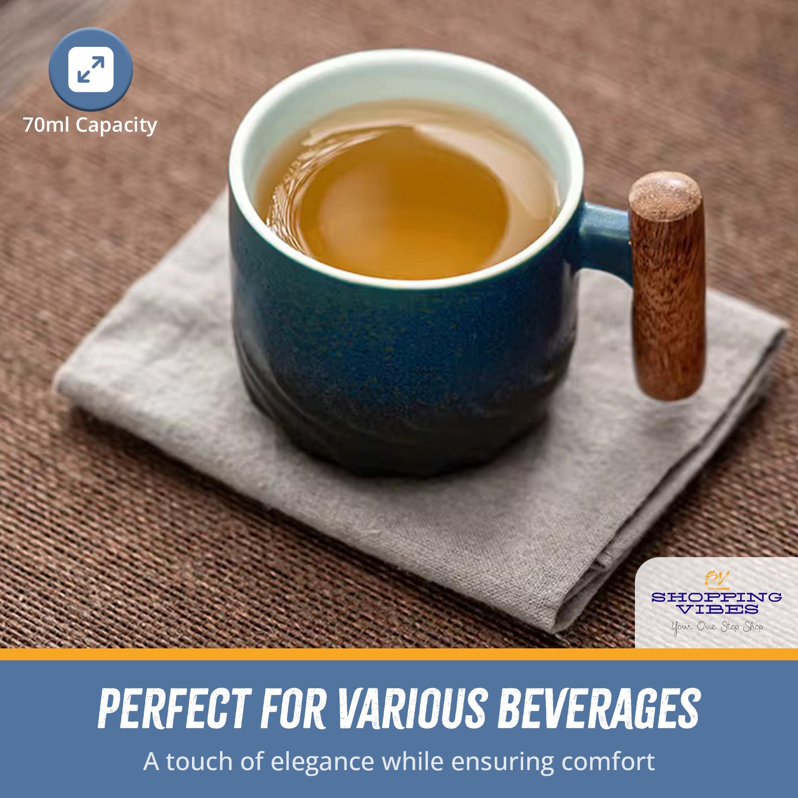 Ceramic Espresso Cup Wooden Handle