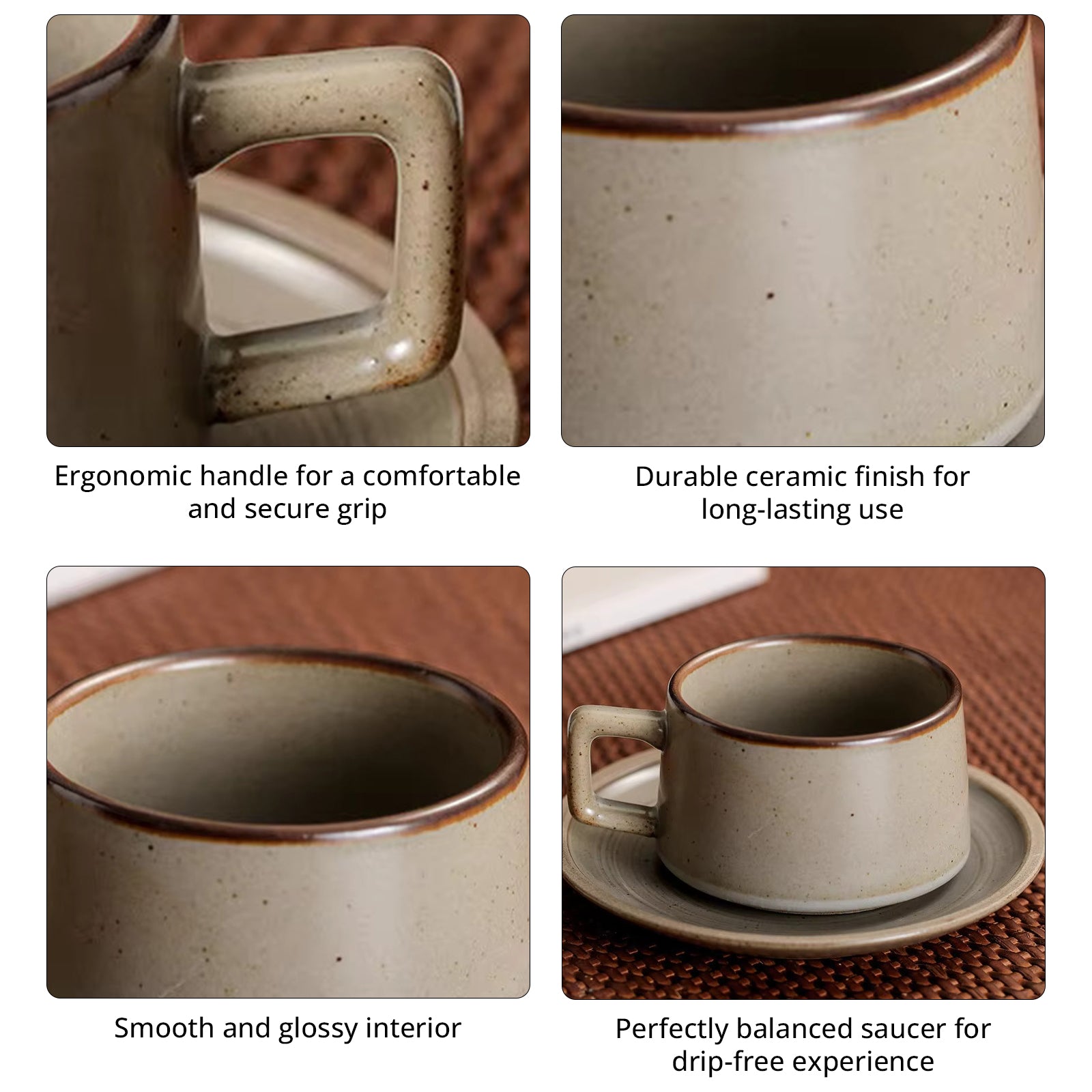 Ceramic Coffee Cup & Saucer Set
