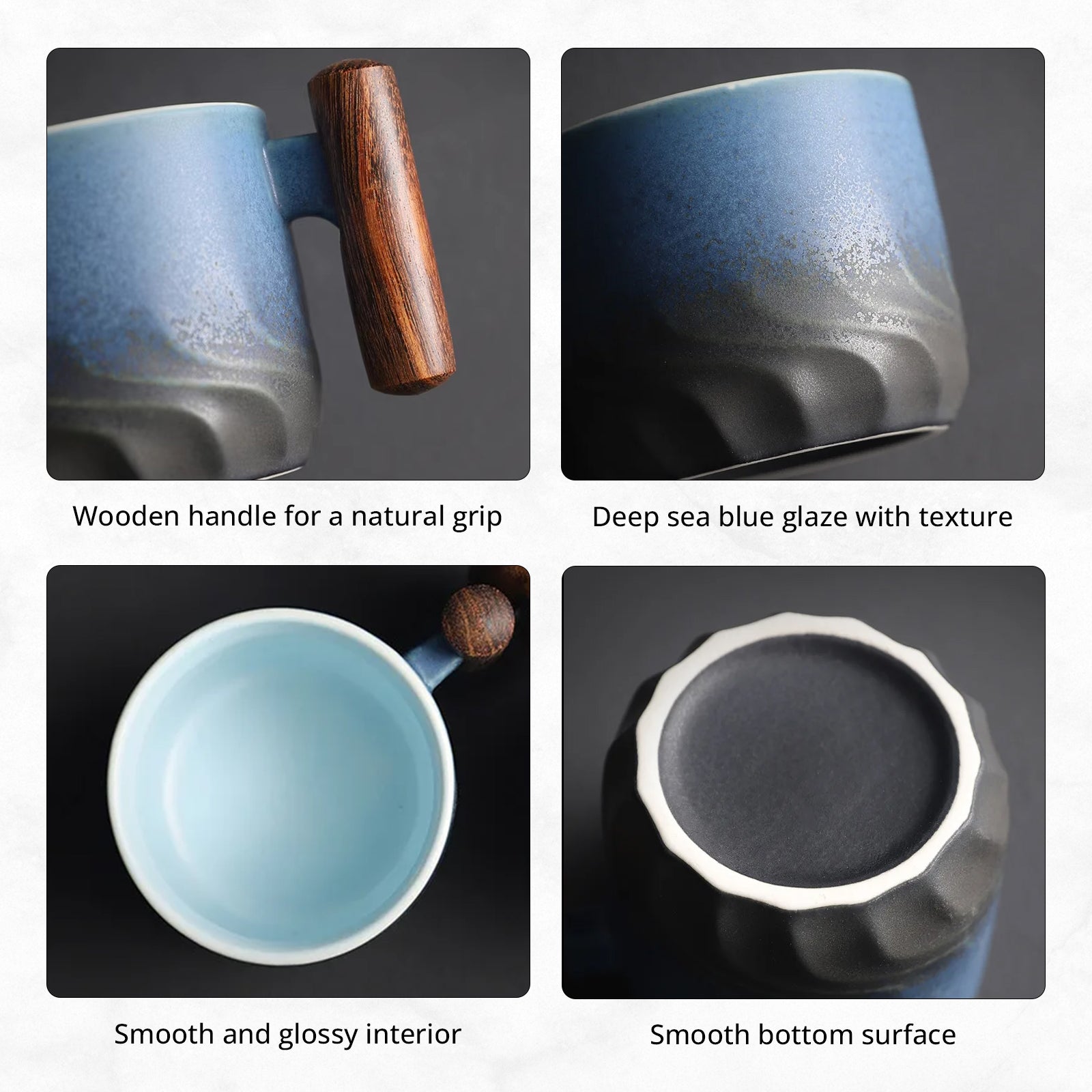 Ceramic Espresso Cup Wooden Handle
