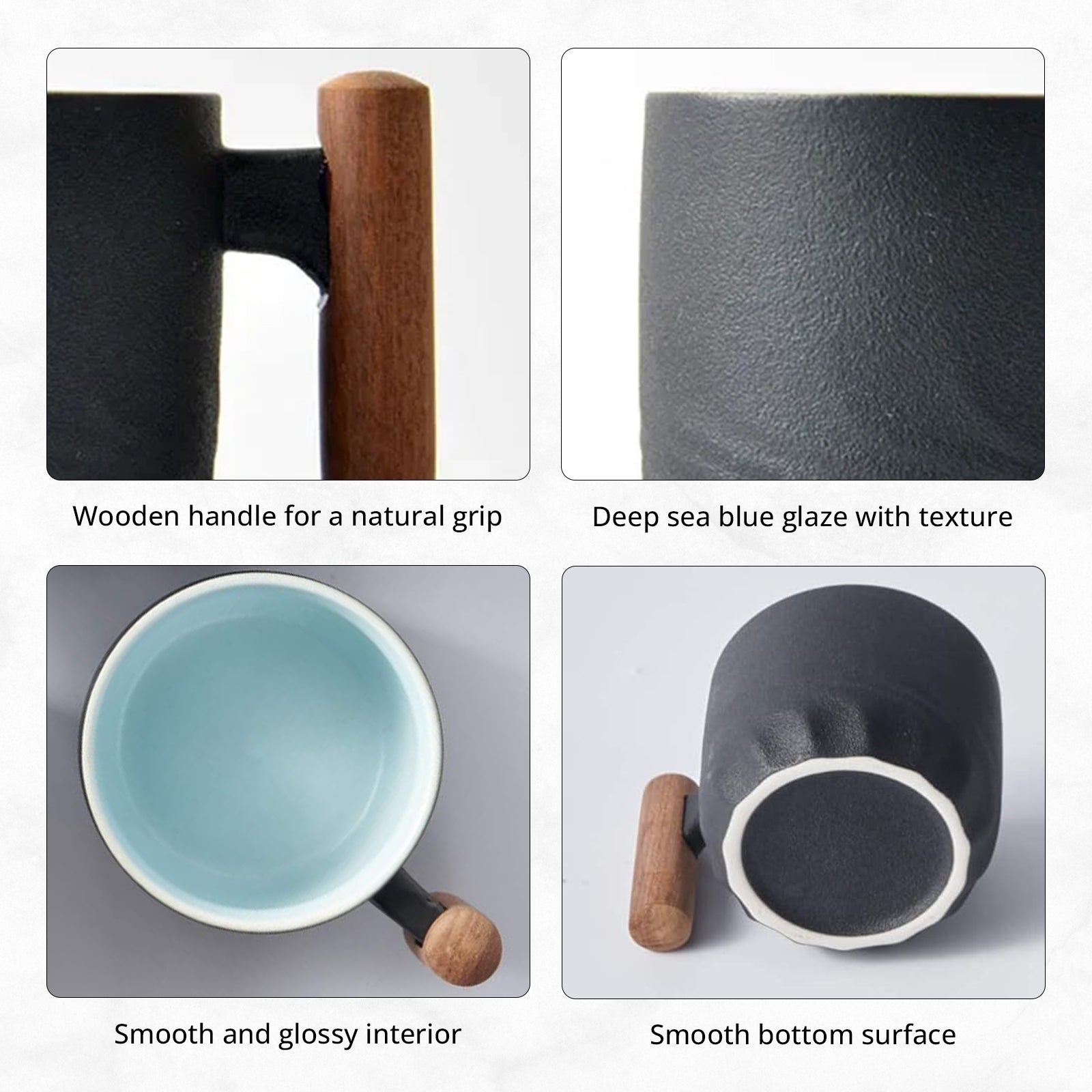 Ceramic Espresso Cup Wooden Handle