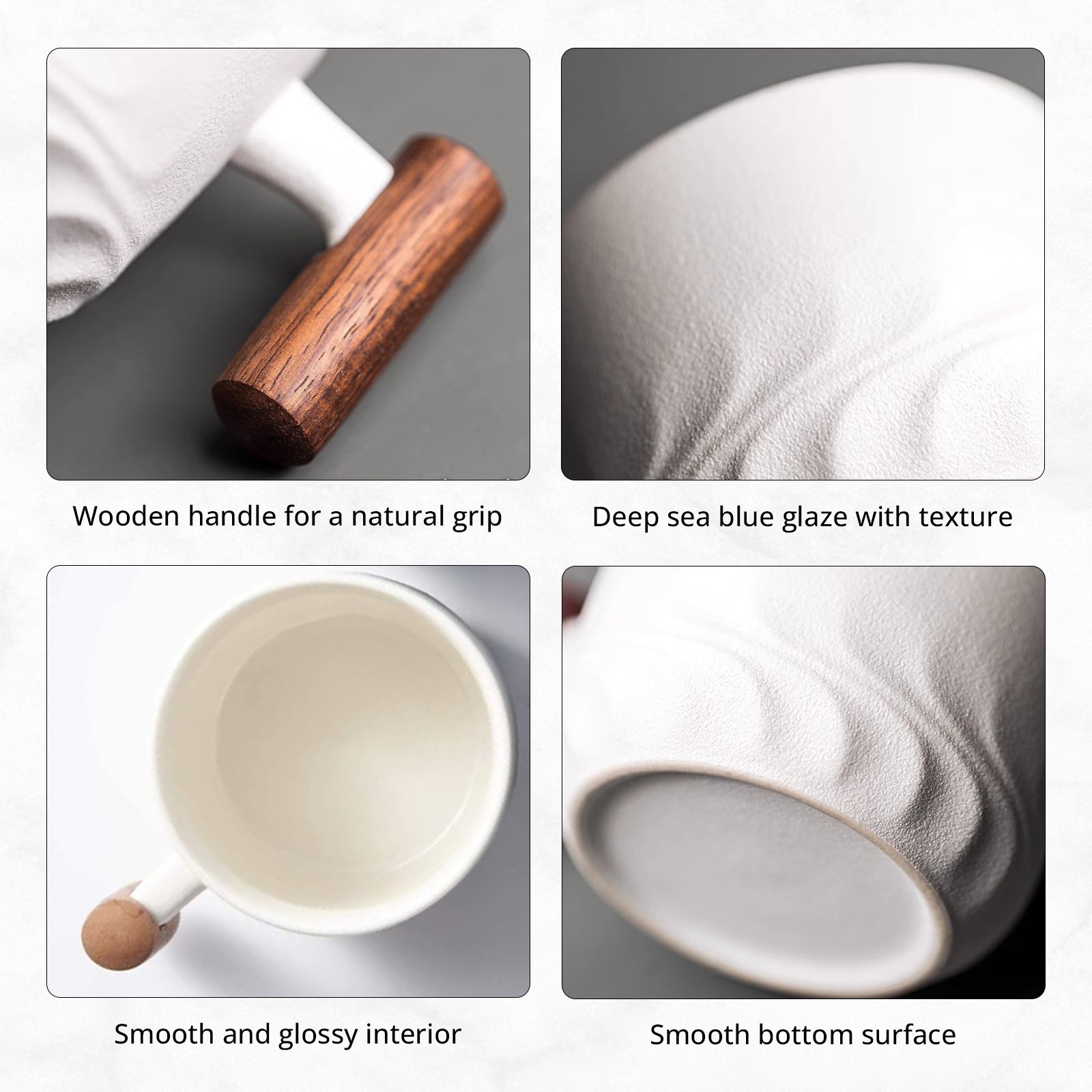 Ceramic Espresso Cup Wooden Handle