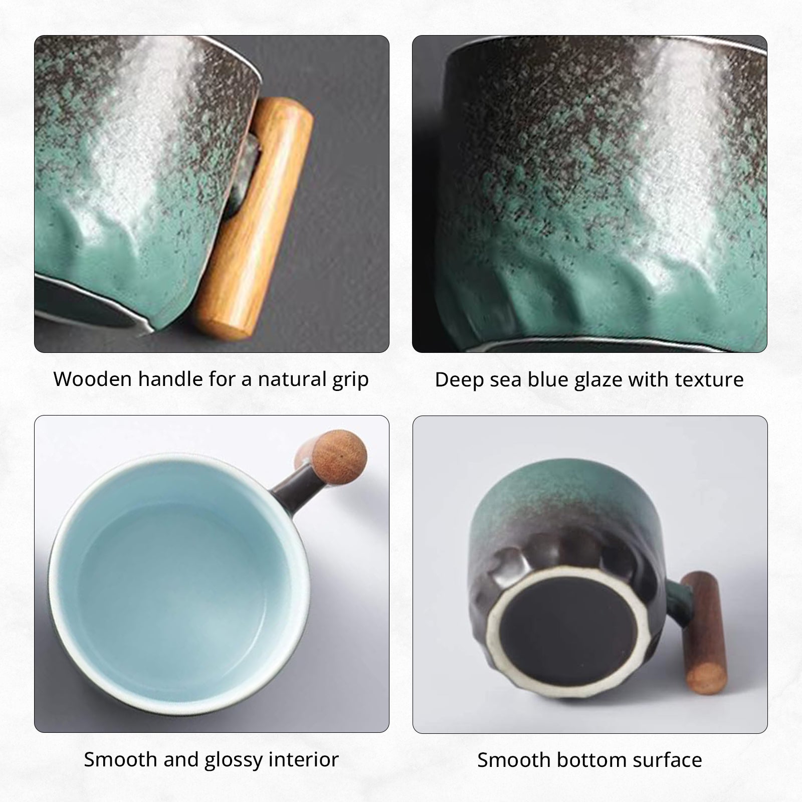 Ceramic Espresso Cup Wooden Handle