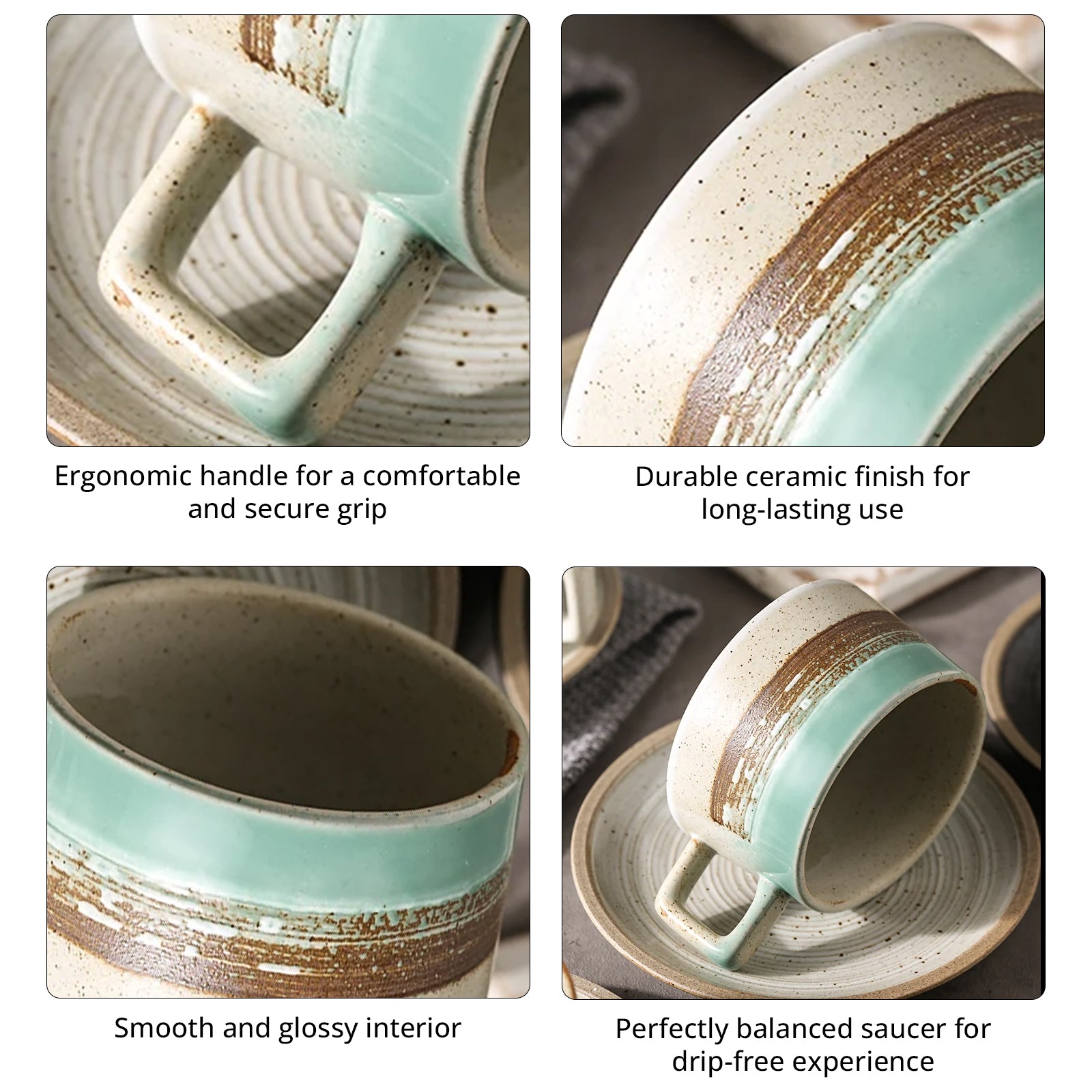 Ceramic Coffee Cup & Saucer Set