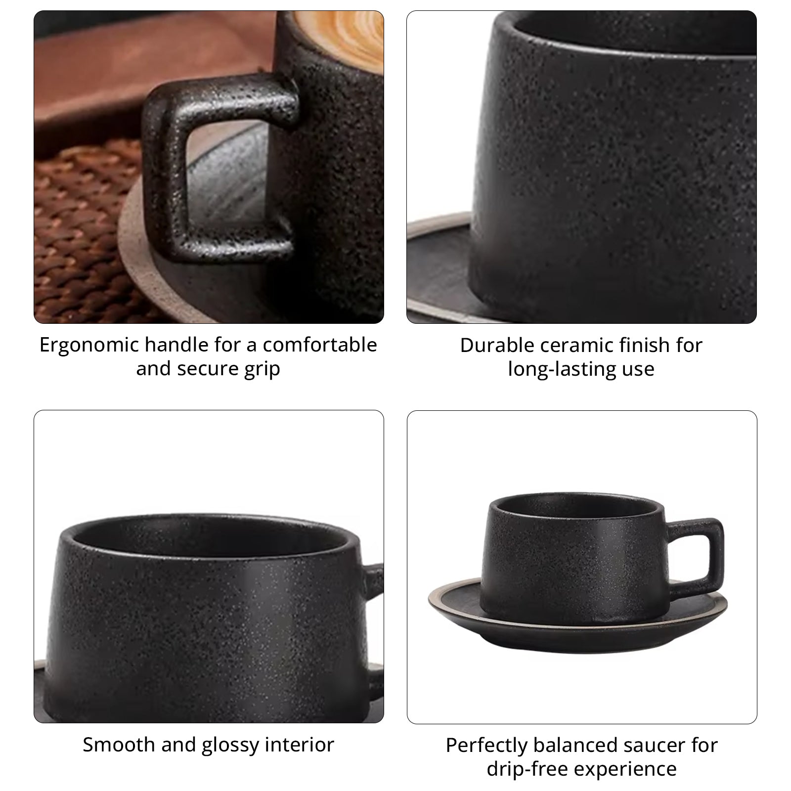Ceramic Coffee Cup & Saucer Set