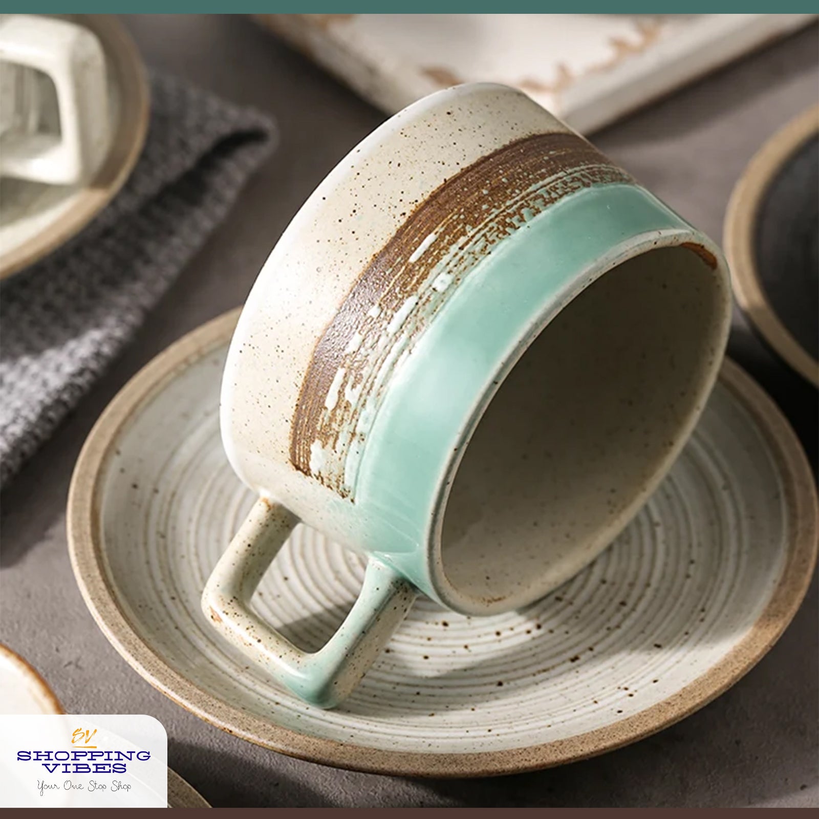 Ceramic Coffee Cup & Saucer Set