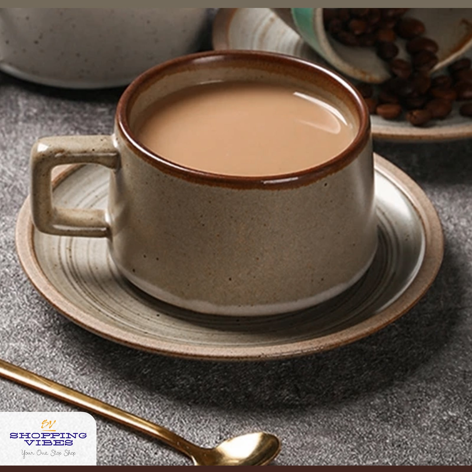 Ceramic Coffee Cup & Saucer Set