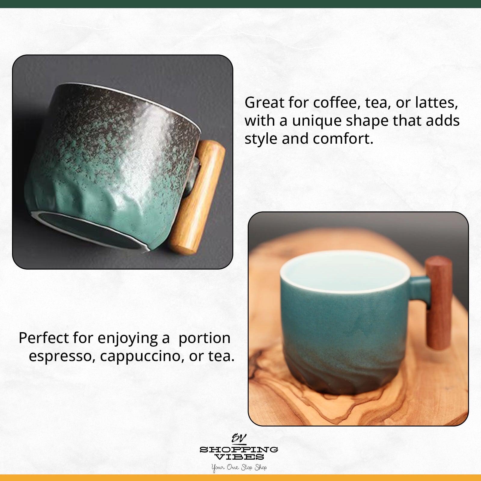 Ceramic Espresso Cup Wooden Handle
