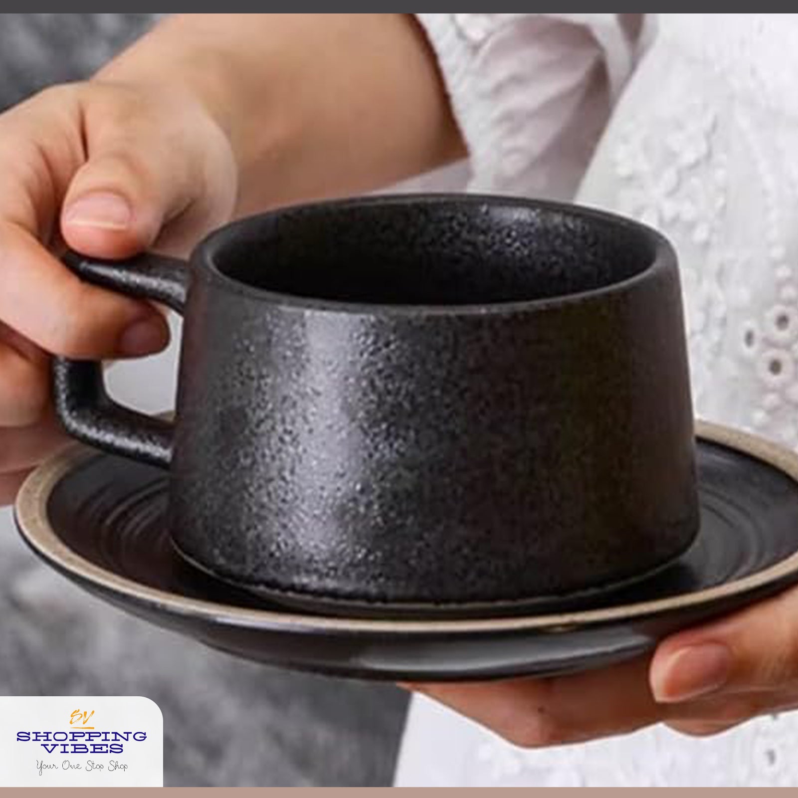 Ceramic Coffee Cup & Saucer Set