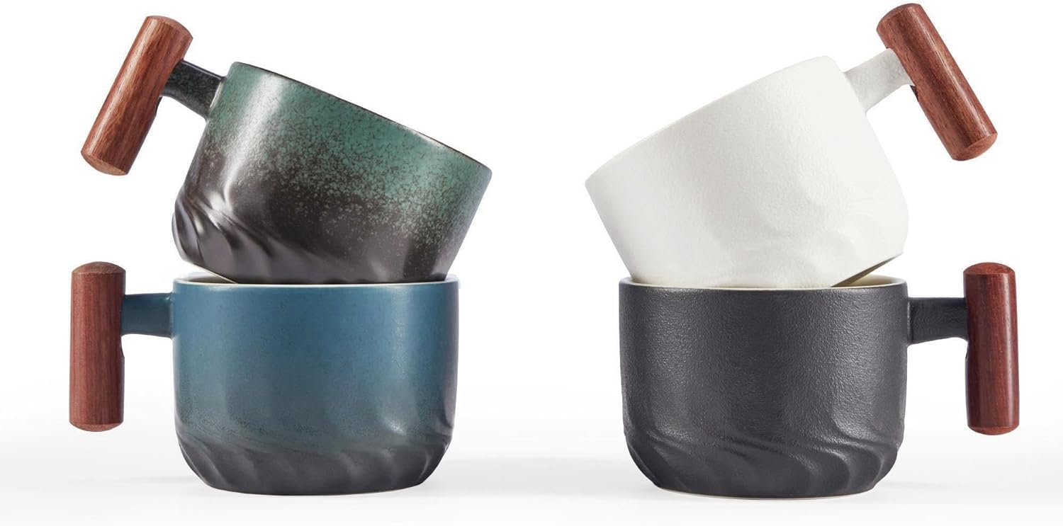 Ceramic Espresso Cup Wooden Handle