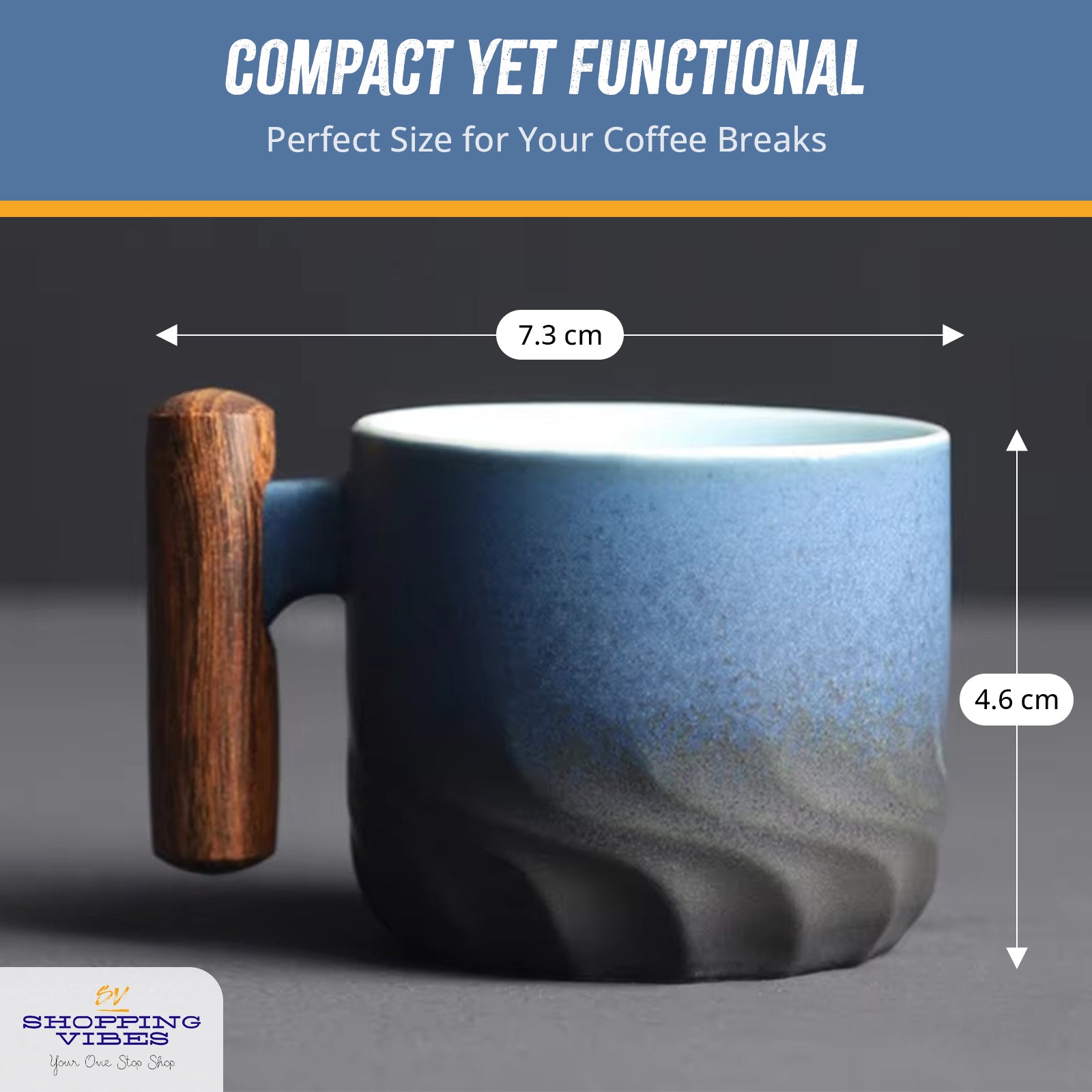 Ceramic Espresso Cup Wooden Handle