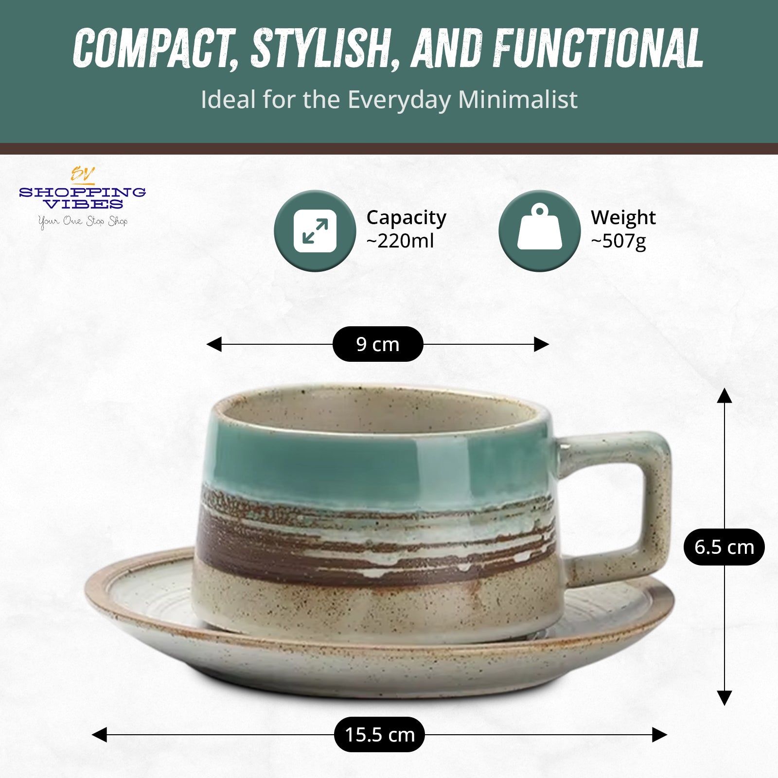 Ceramic Coffee Cup & Saucer Set