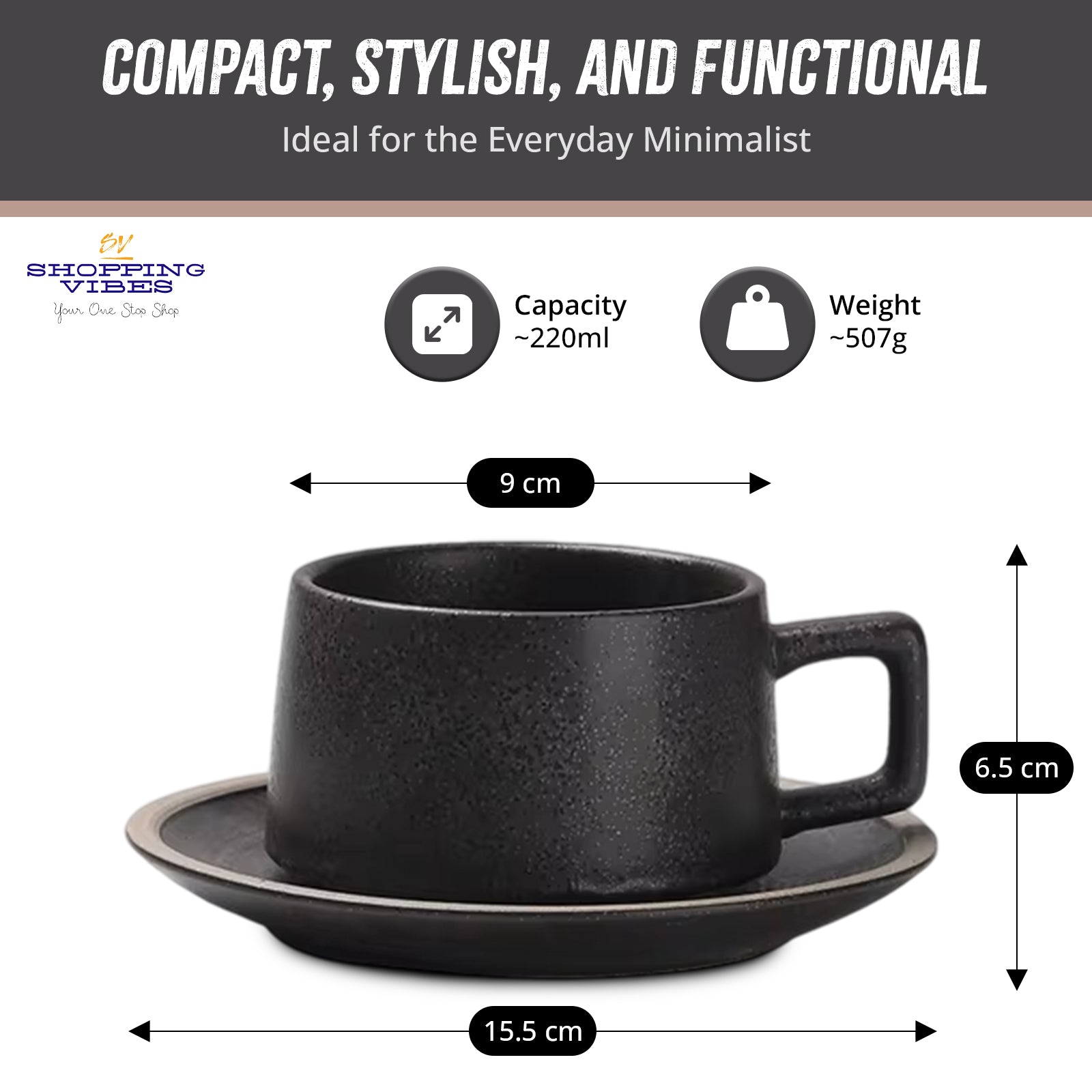 Ceramic Coffee Cup & Saucer Set