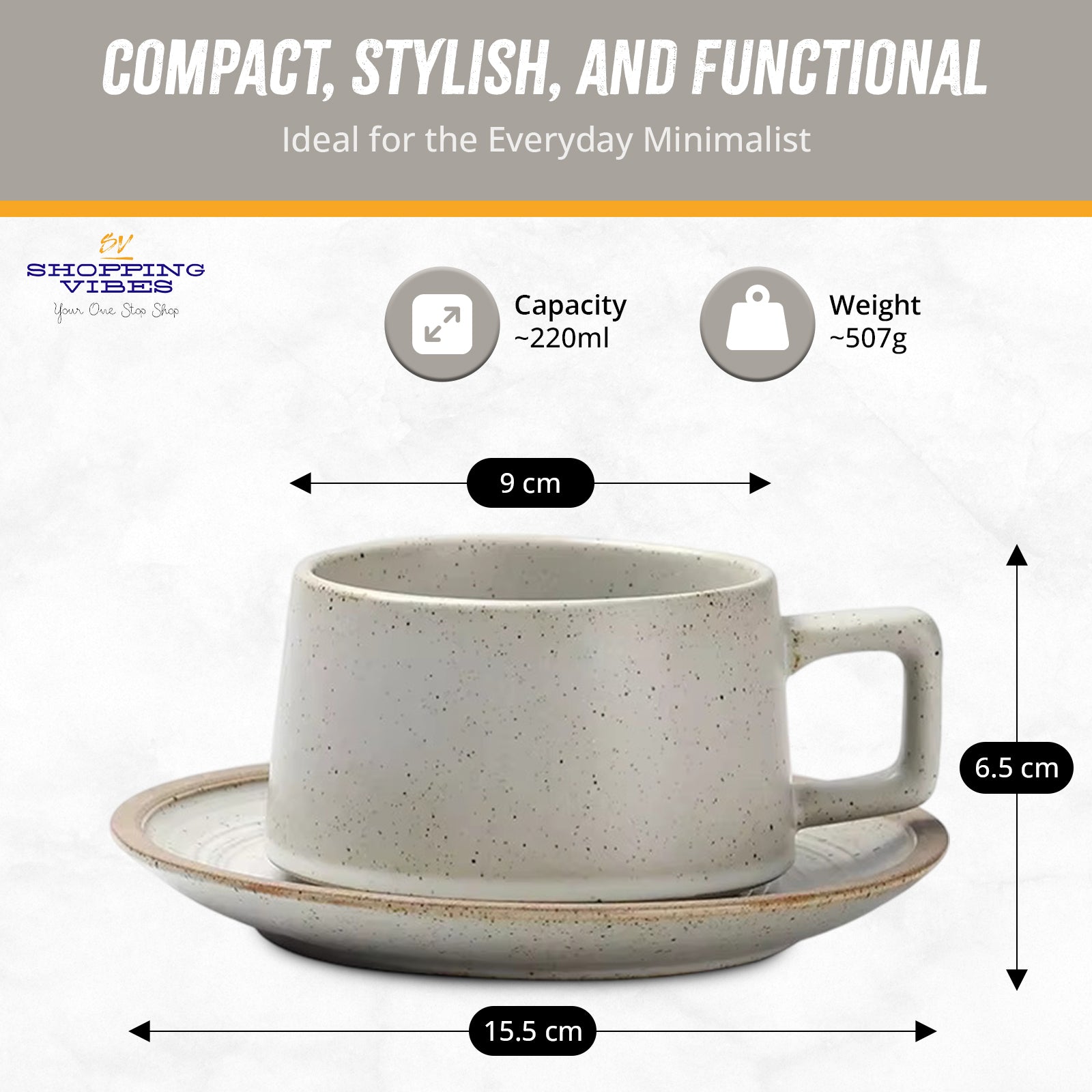 Ceramic Coffee Cup & Saucer Set