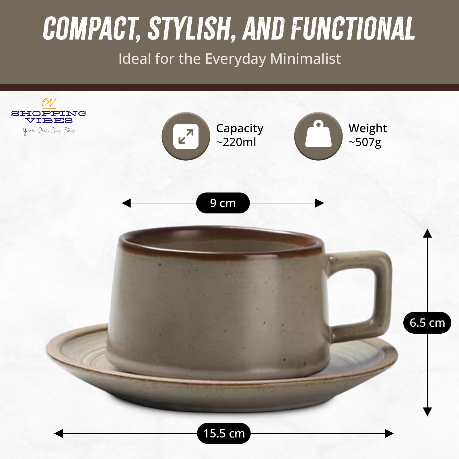 Ceramic Coffee Cup & Saucer Set