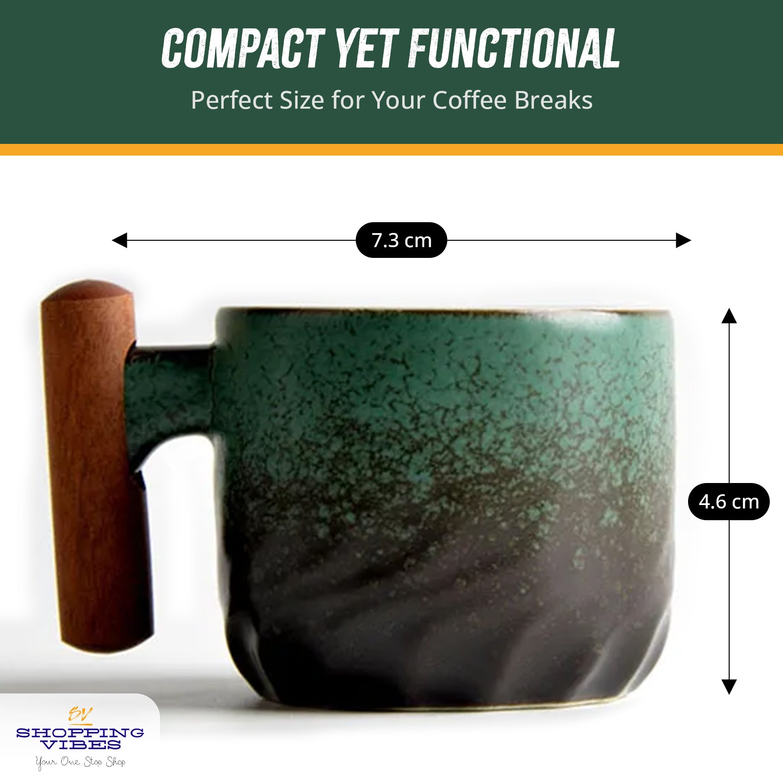 Ceramic Espresso Cup Wooden Handle