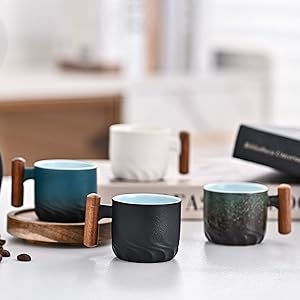 Ceramic Espresso Cup Wooden Handle