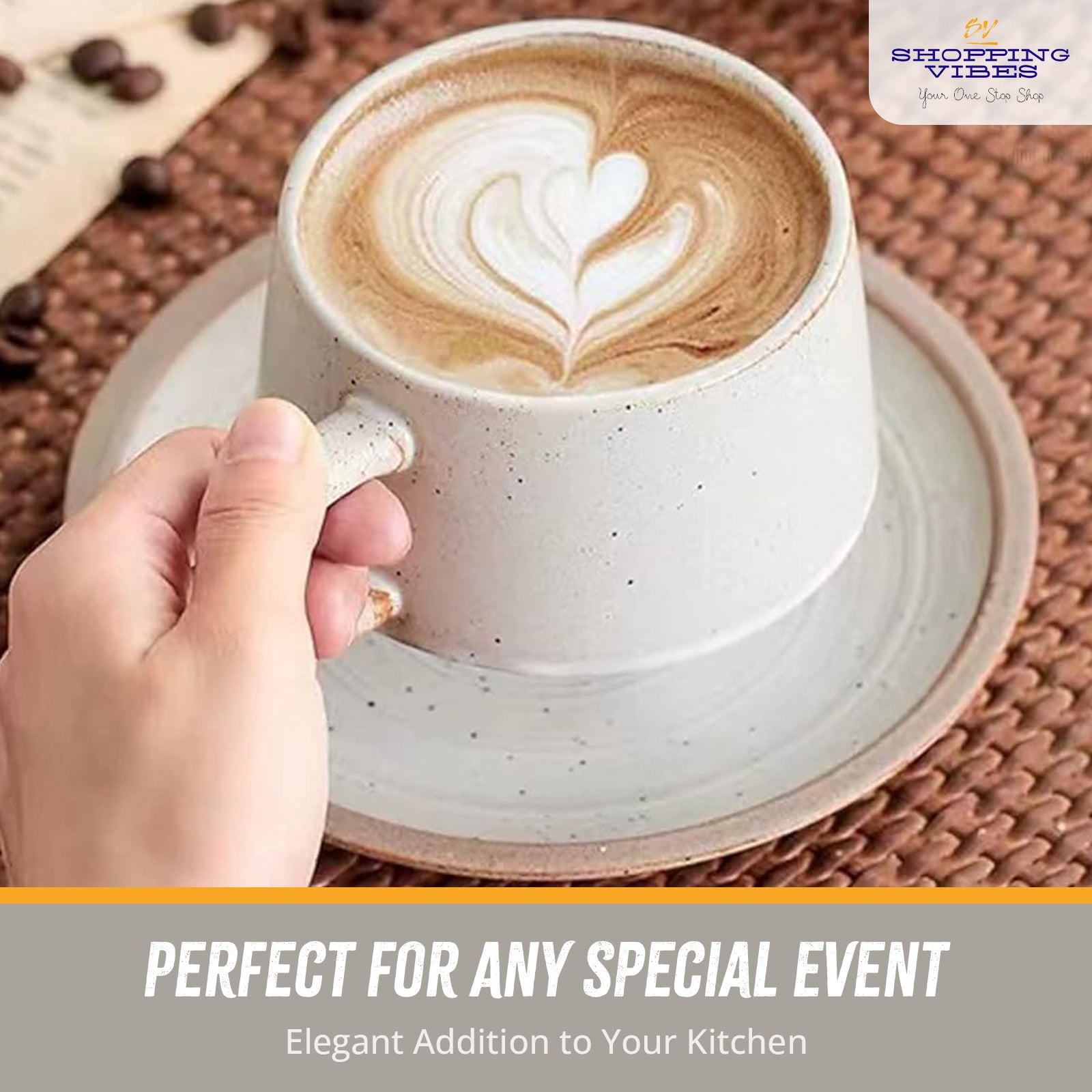 Ceramic Coffee Cup & Saucer Set