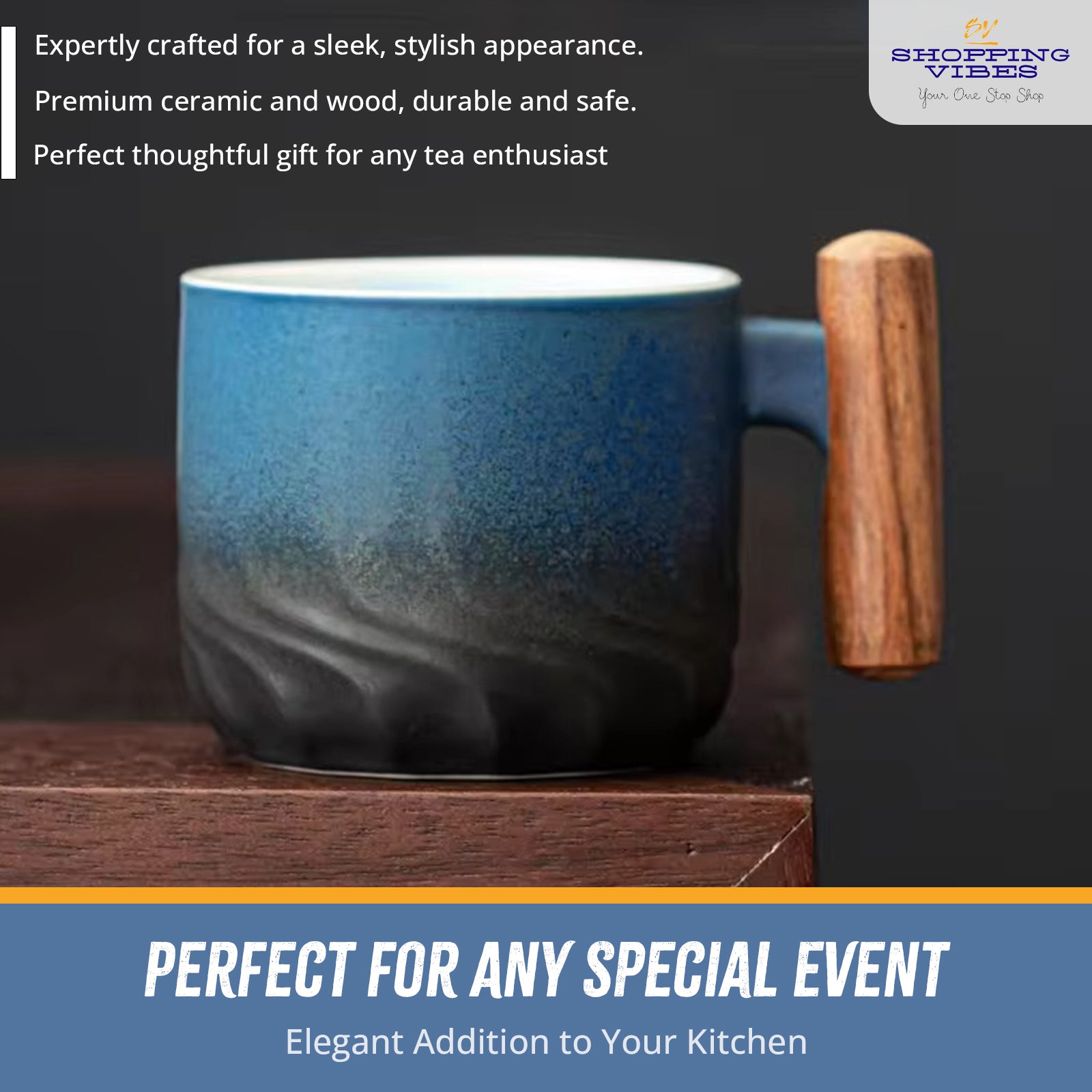 Ceramic Espresso Cup Wooden Handle