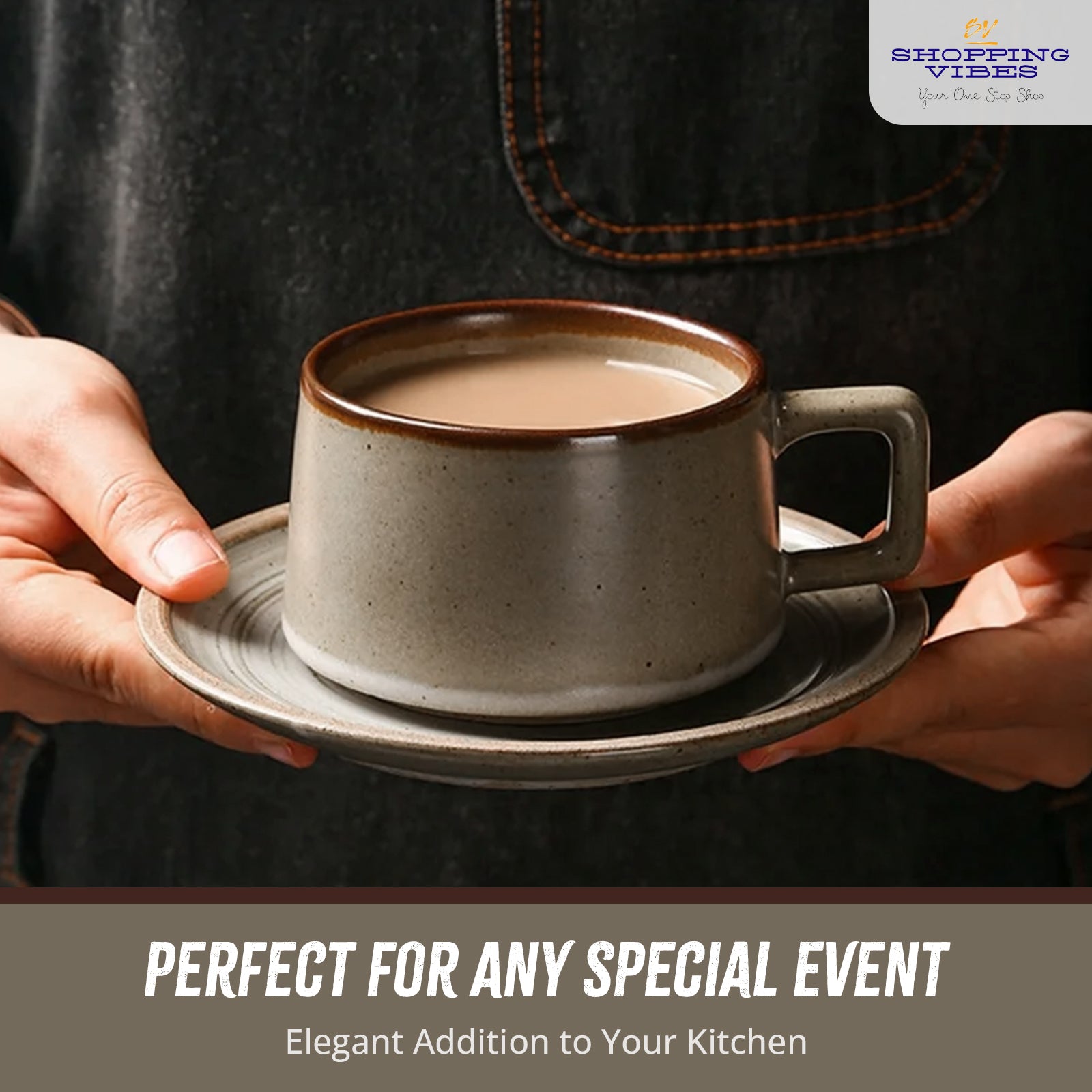 Ceramic Coffee Cup & Saucer Set