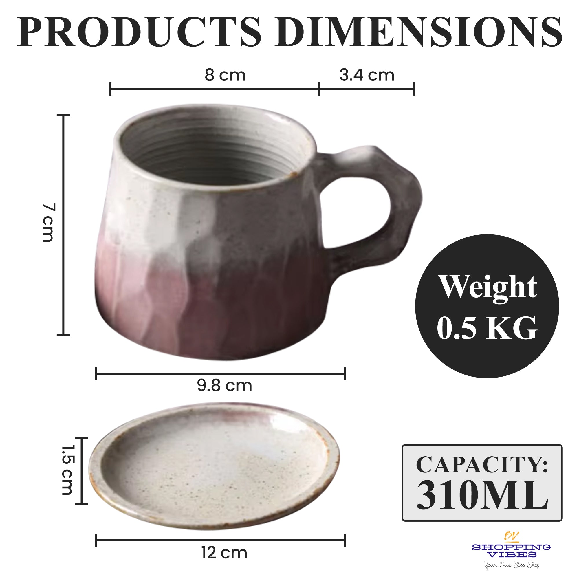 Ceramic Coffee Cups & Saucer_Set of 4