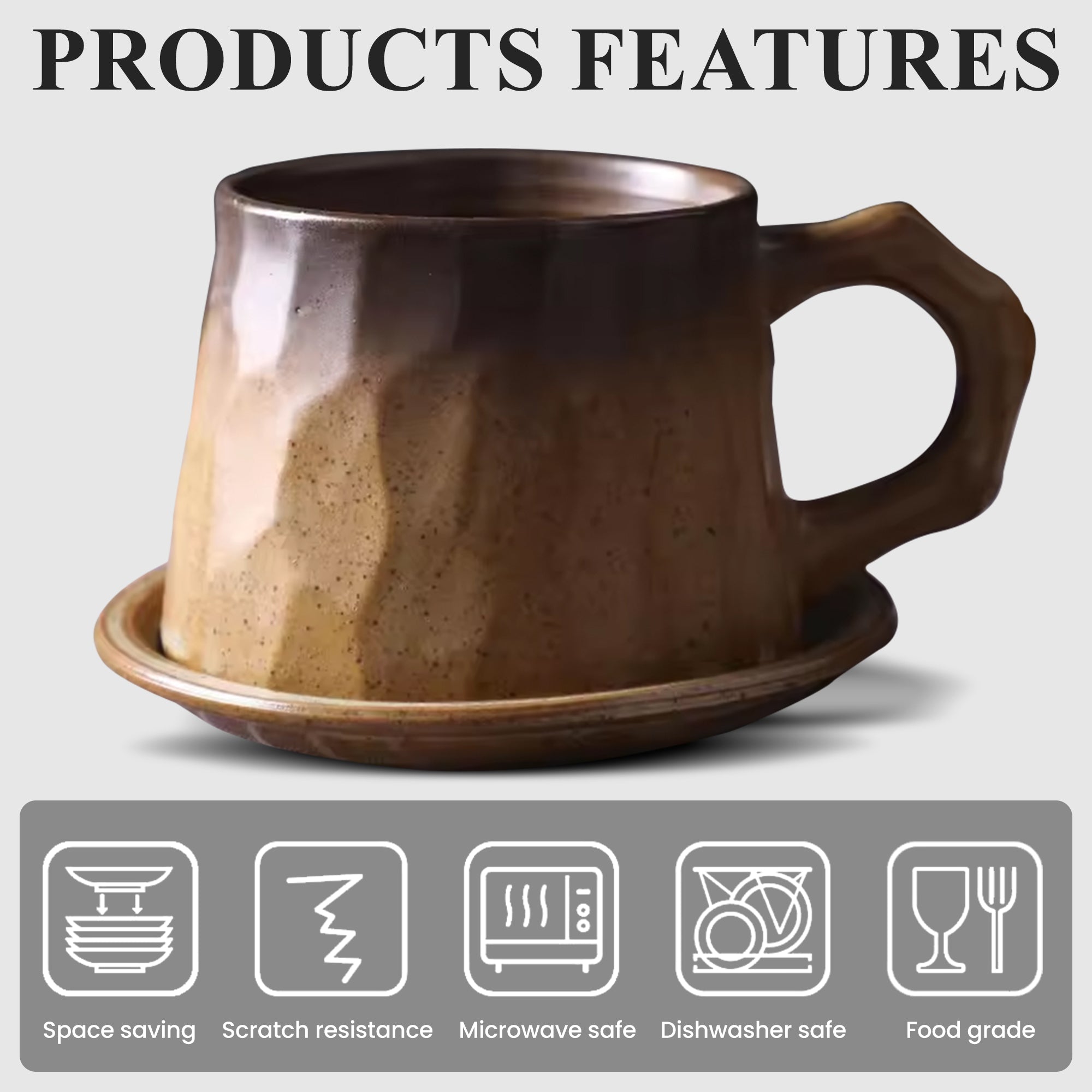 Ceramic Coffee Cups & Saucer_Set of 4