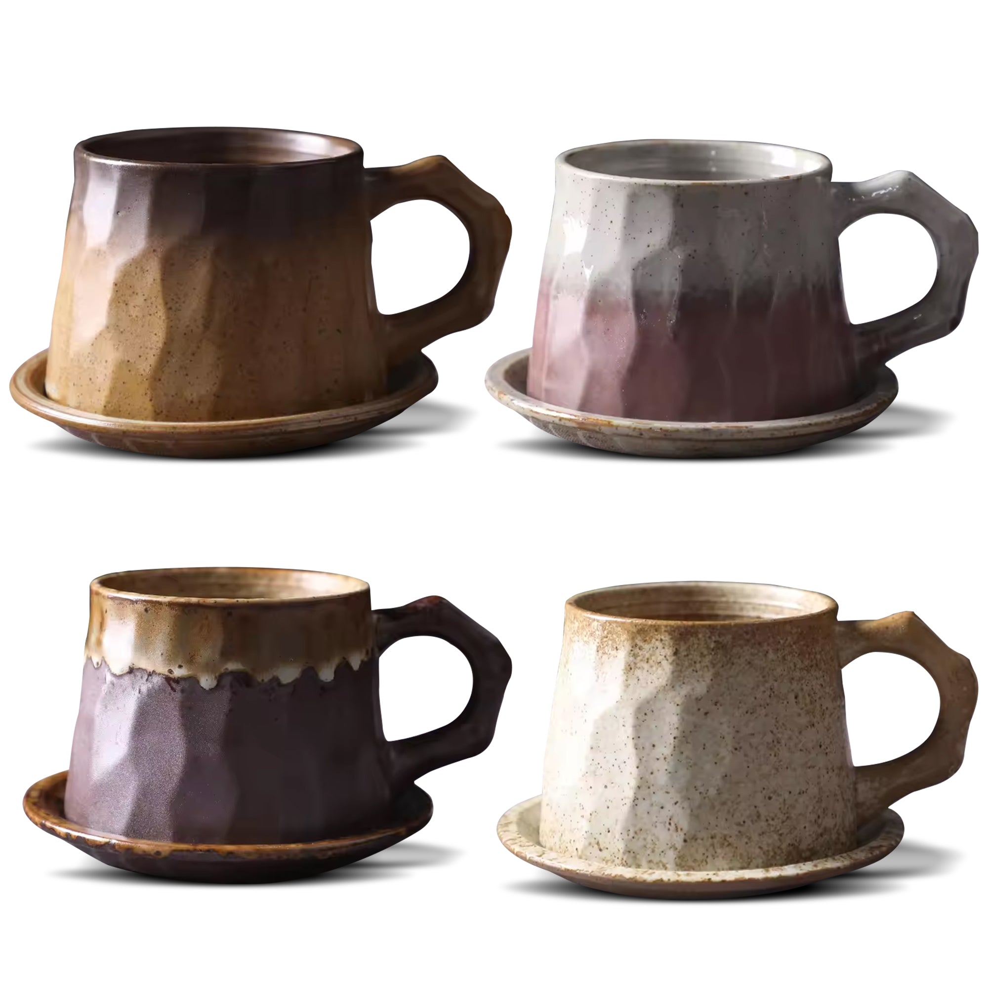 Ceramic Coffee Cups & Saucer_Set of 4